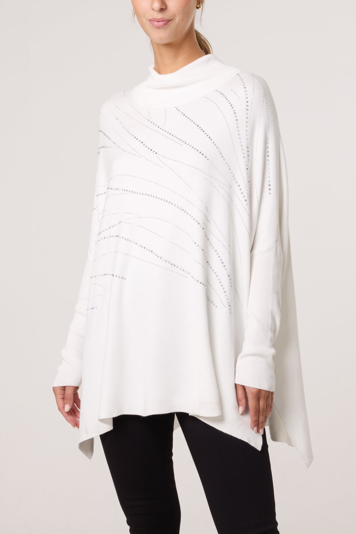 Diamante Roll Neck Batwing Jumper