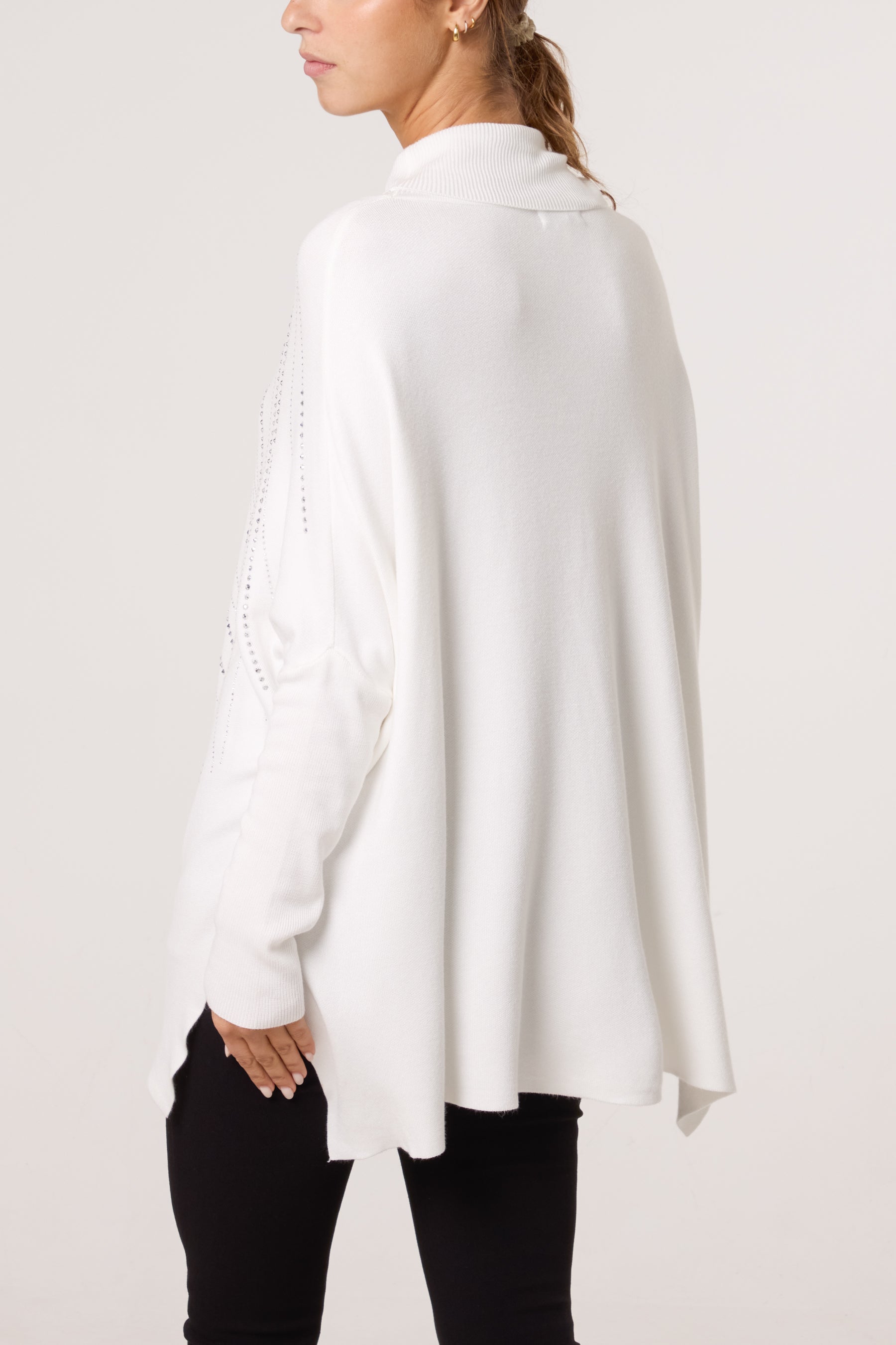 Diamante Roll Neck Batwing Jumper