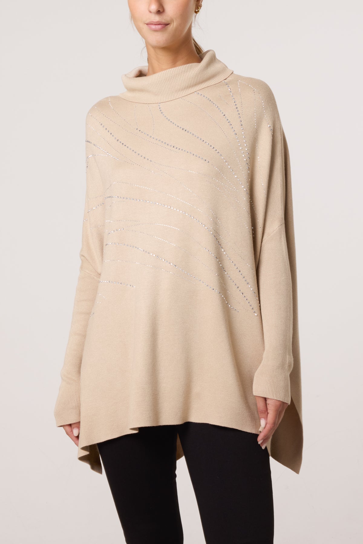 Diamante Roll Neck Batwing Jumper