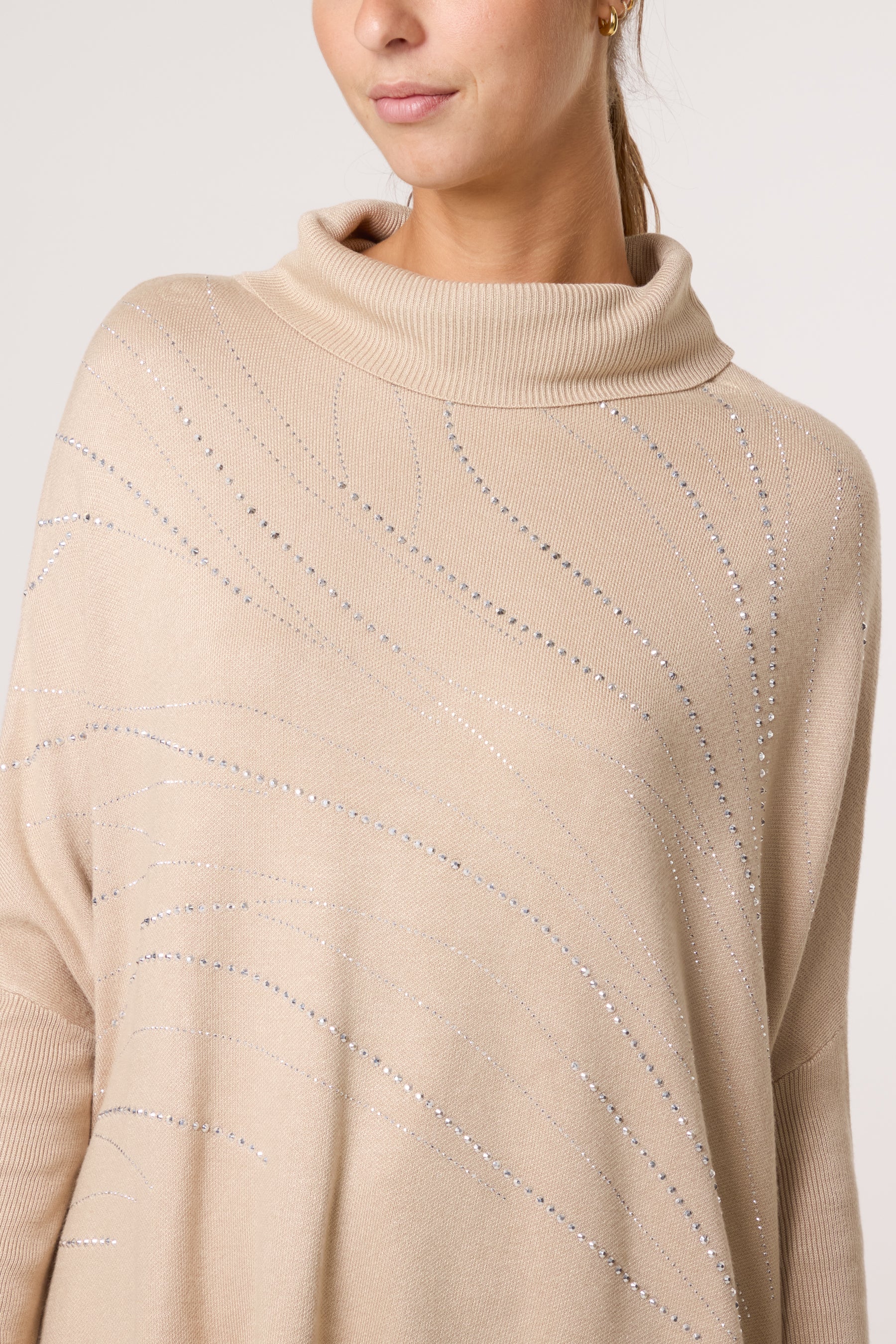 Diamante Roll Neck Batwing Jumper
