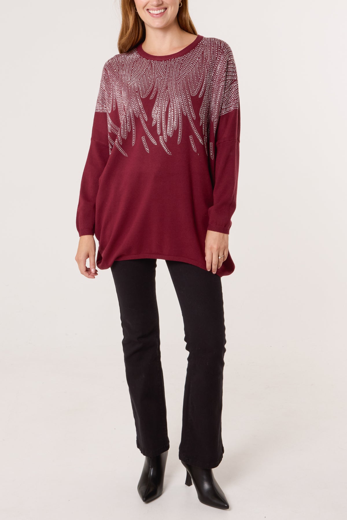Diamante Spikes Round Neck Jumper