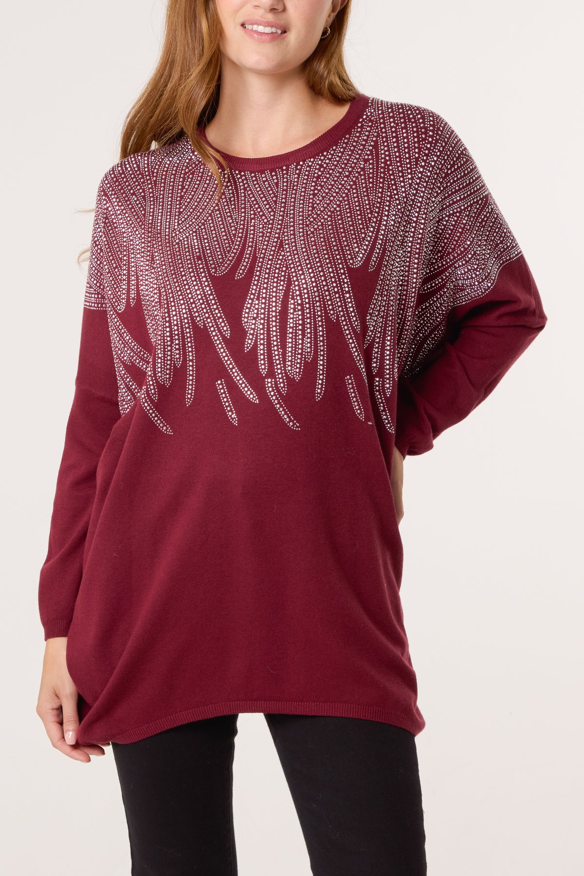 Diamante Spikes Round Neck Jumper