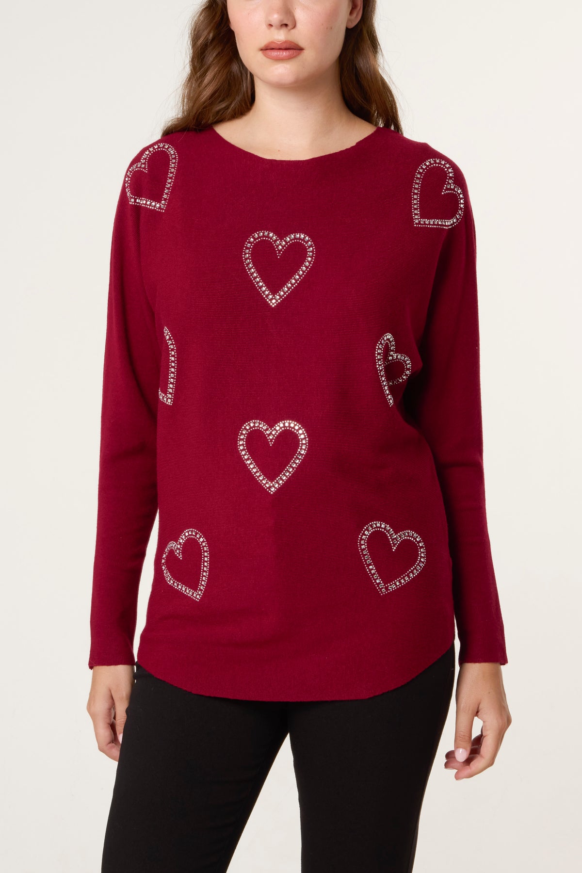 Sequin Heart Fine Knit Jumper