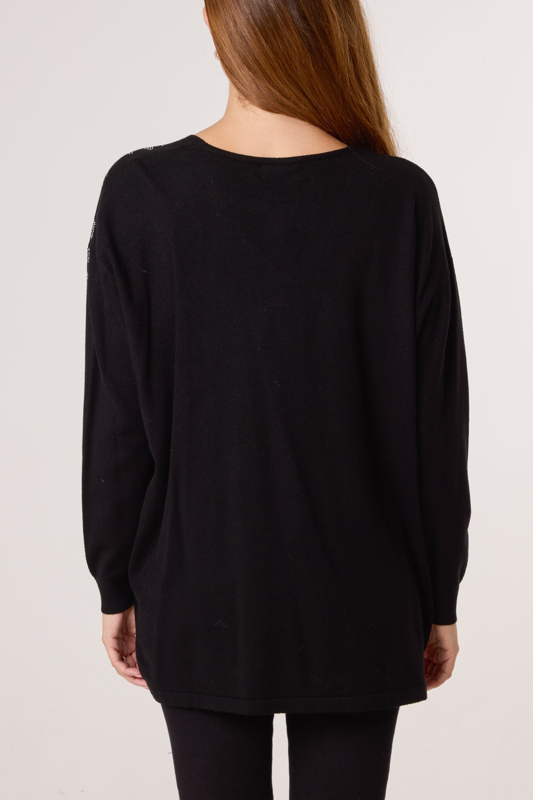 Embellished V-Neck Knit Jumper