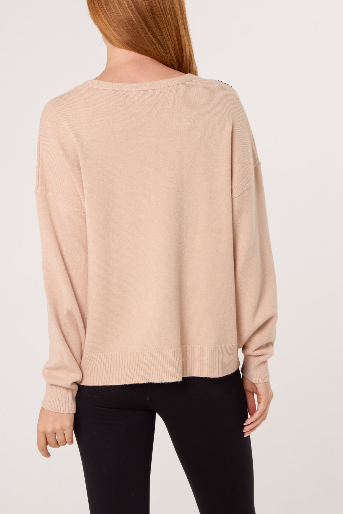 Embellished Pattern V-Neck Cardigan