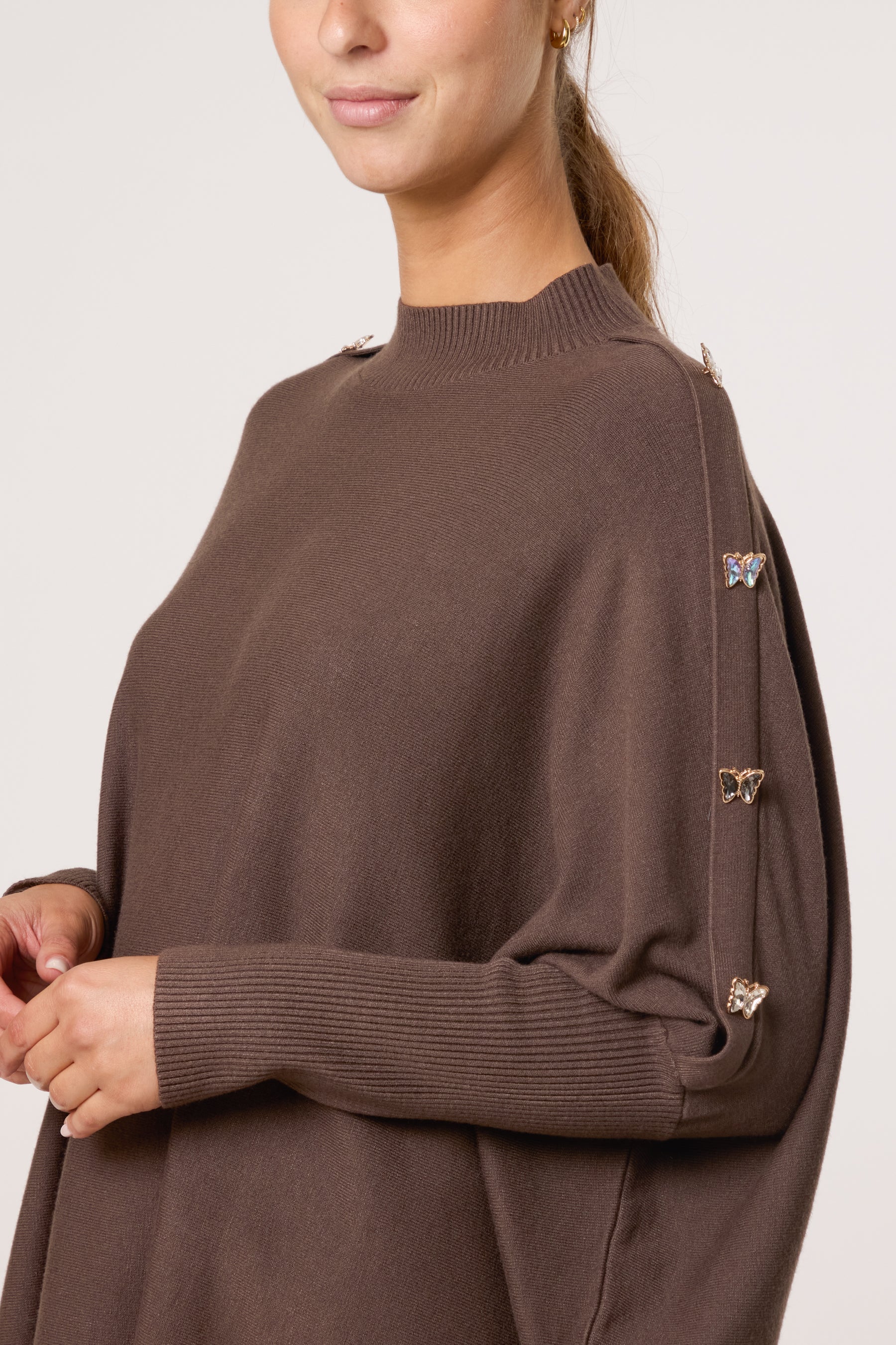 Butterfly Sleeve Ribbed Batwing Jumper