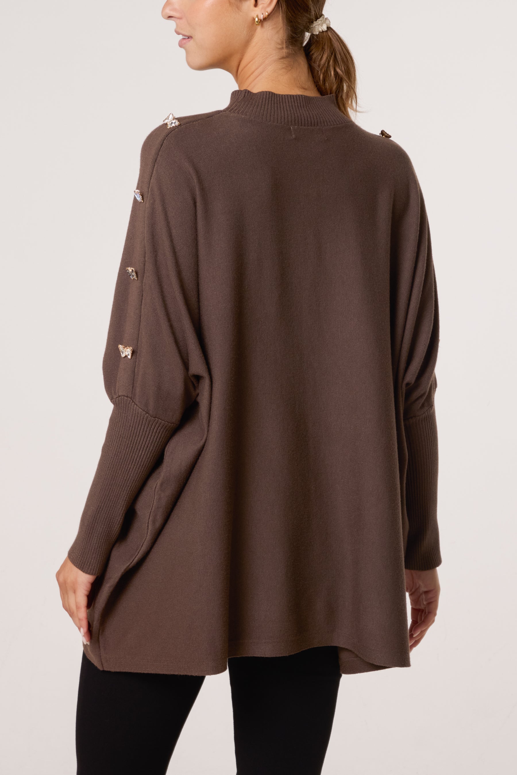 Butterfly Sleeve Ribbed Batwing Jumper
