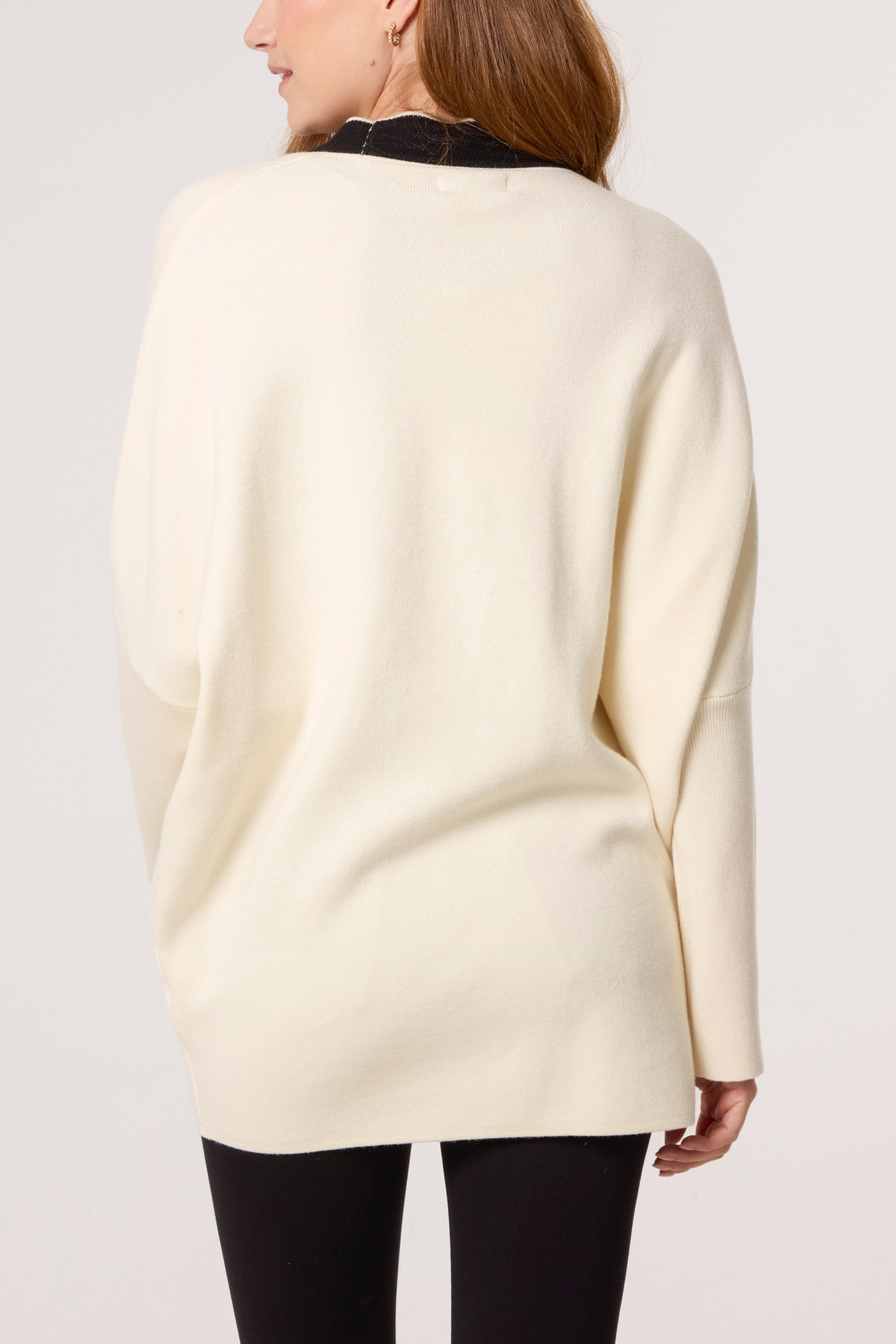 Contrast Gold Button Knit Cardigan
