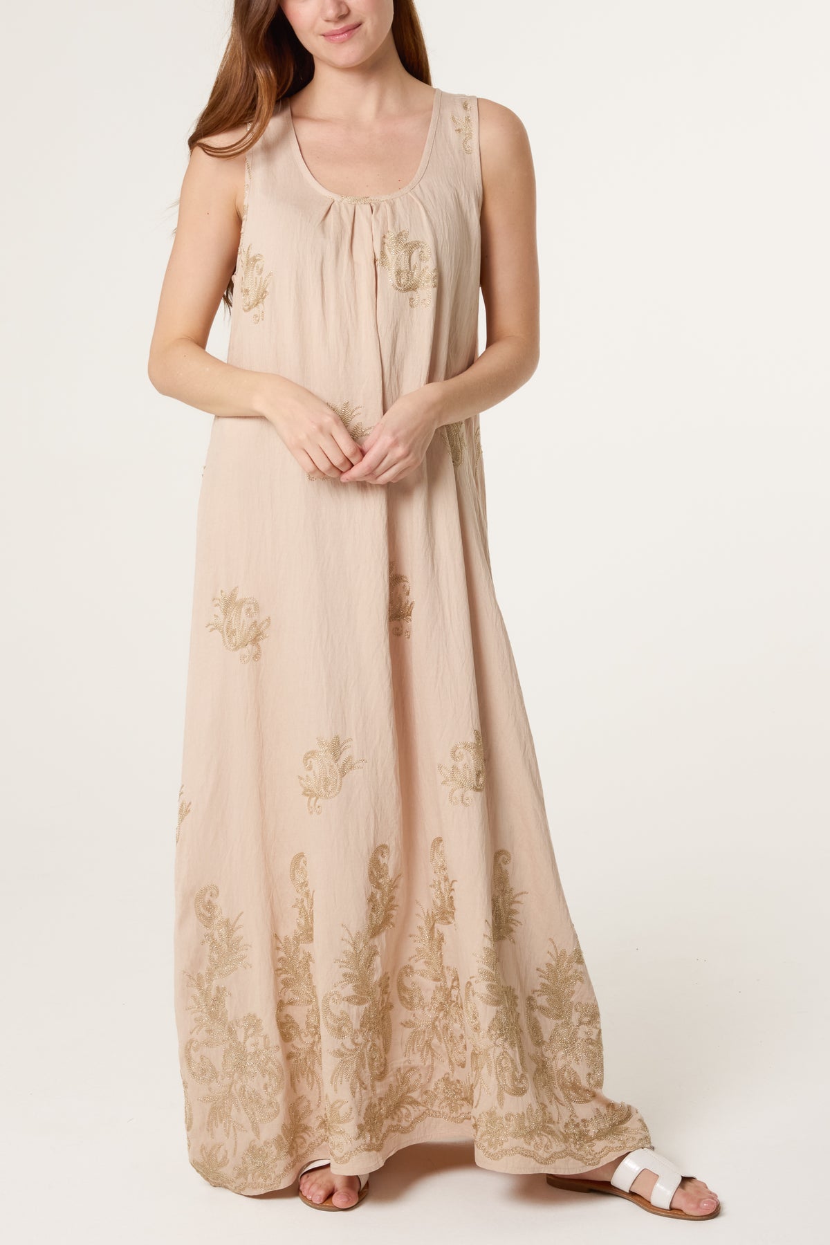 Round Neck Floral Embroidery Dress