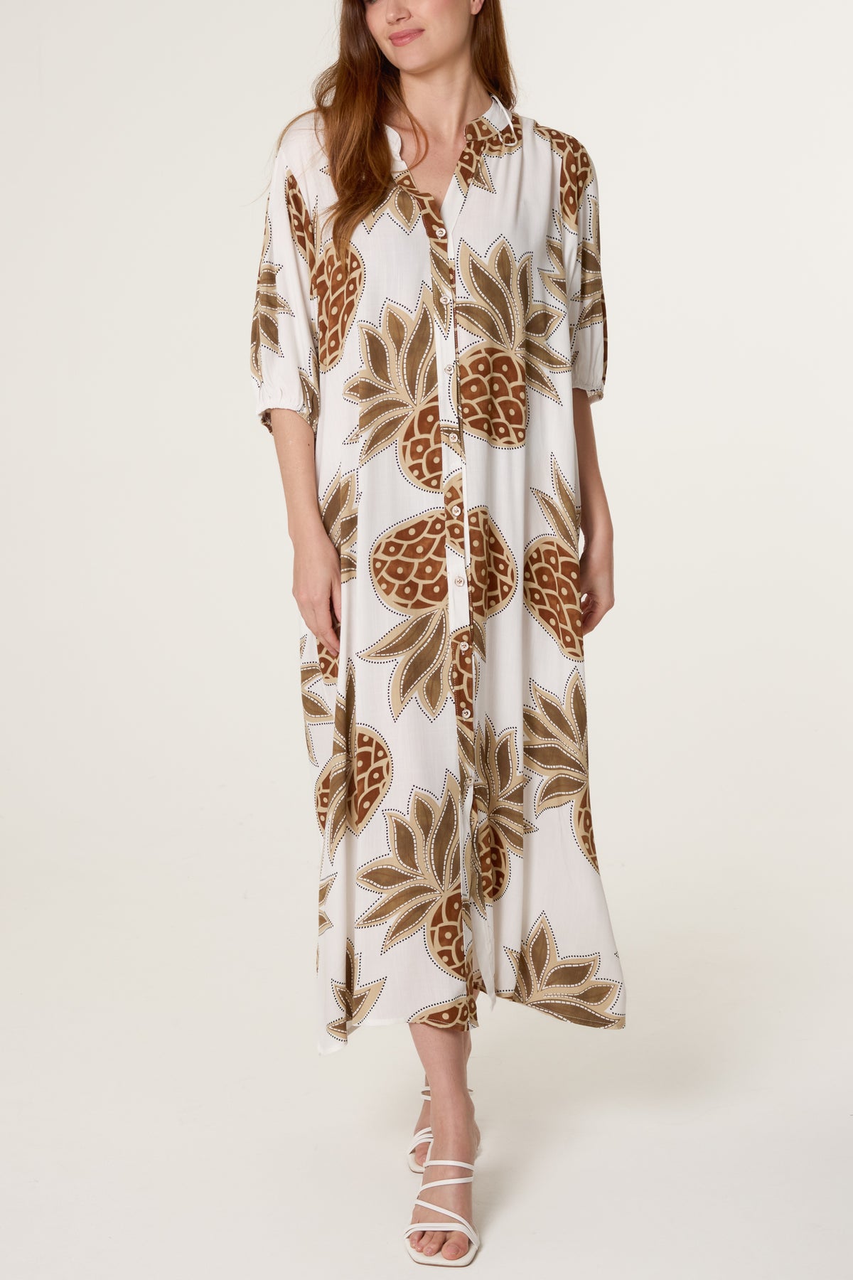 Pineapple Button Through Relaxed Dress