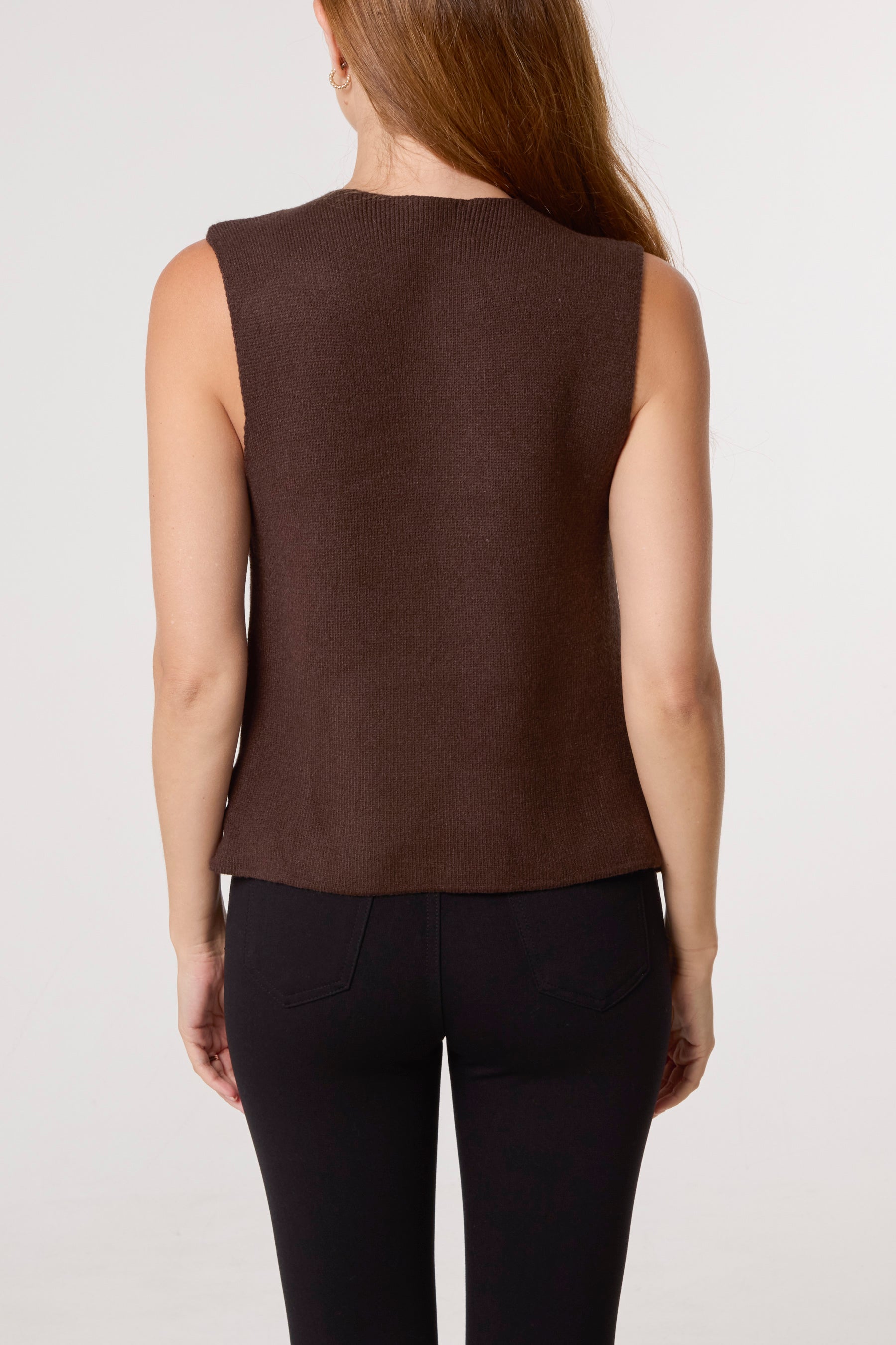 Gold Brooch Knitted Waistcoat