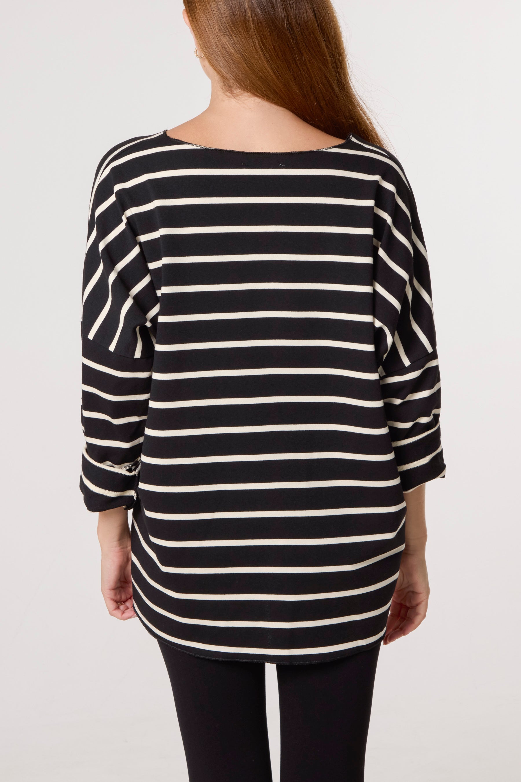 Striped V-Neck Long Sleeve Top