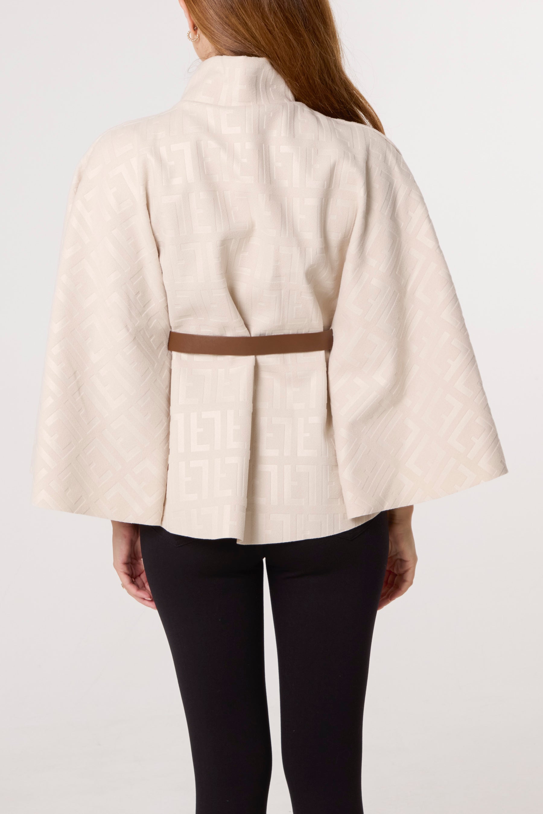 Printed High Neck Belted Cape