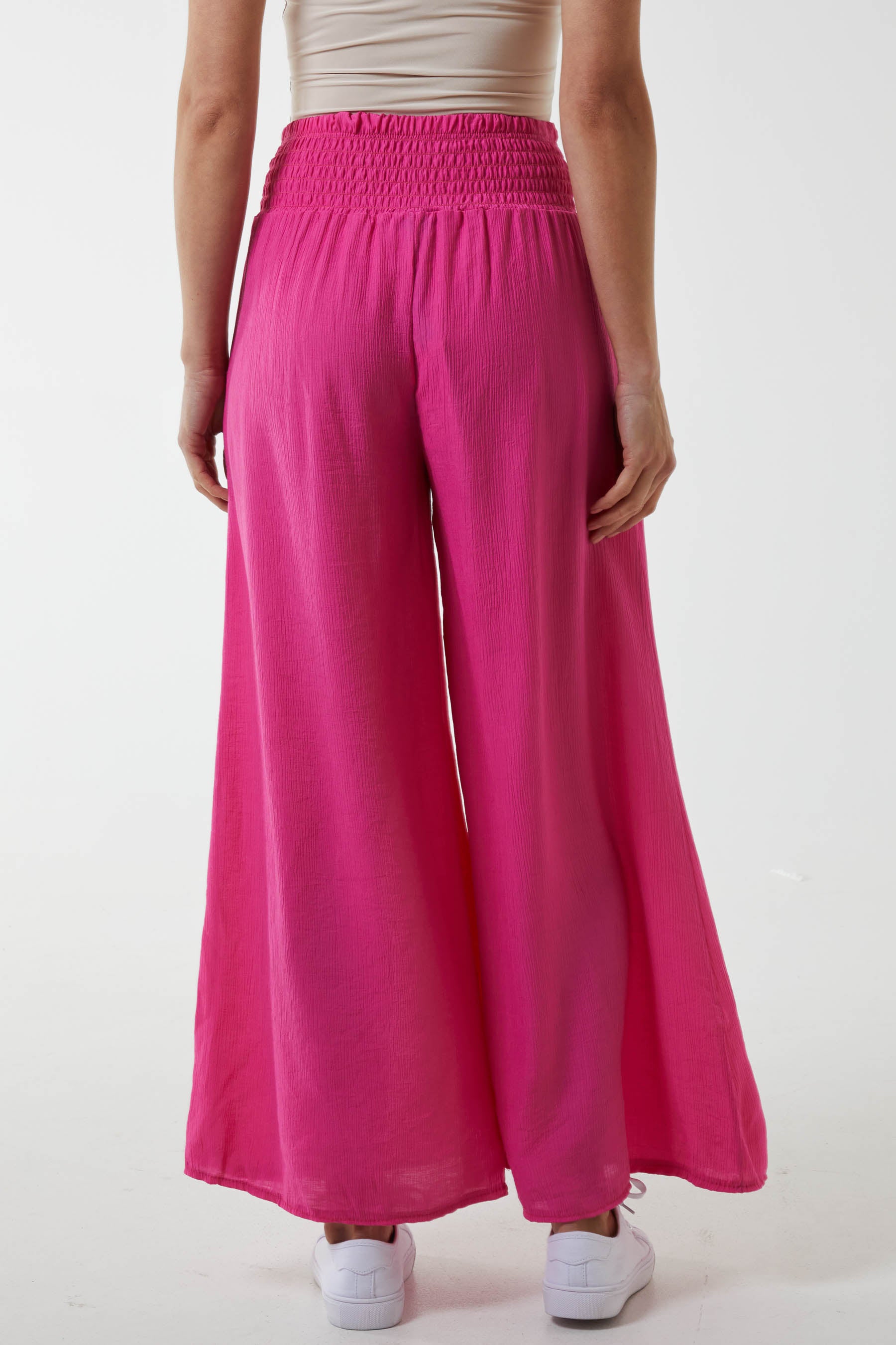 Crinkle Shirred Waist Trousers