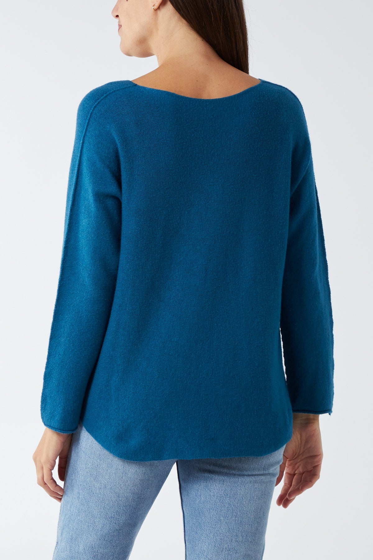 V Neck Jumper With Raw Edge