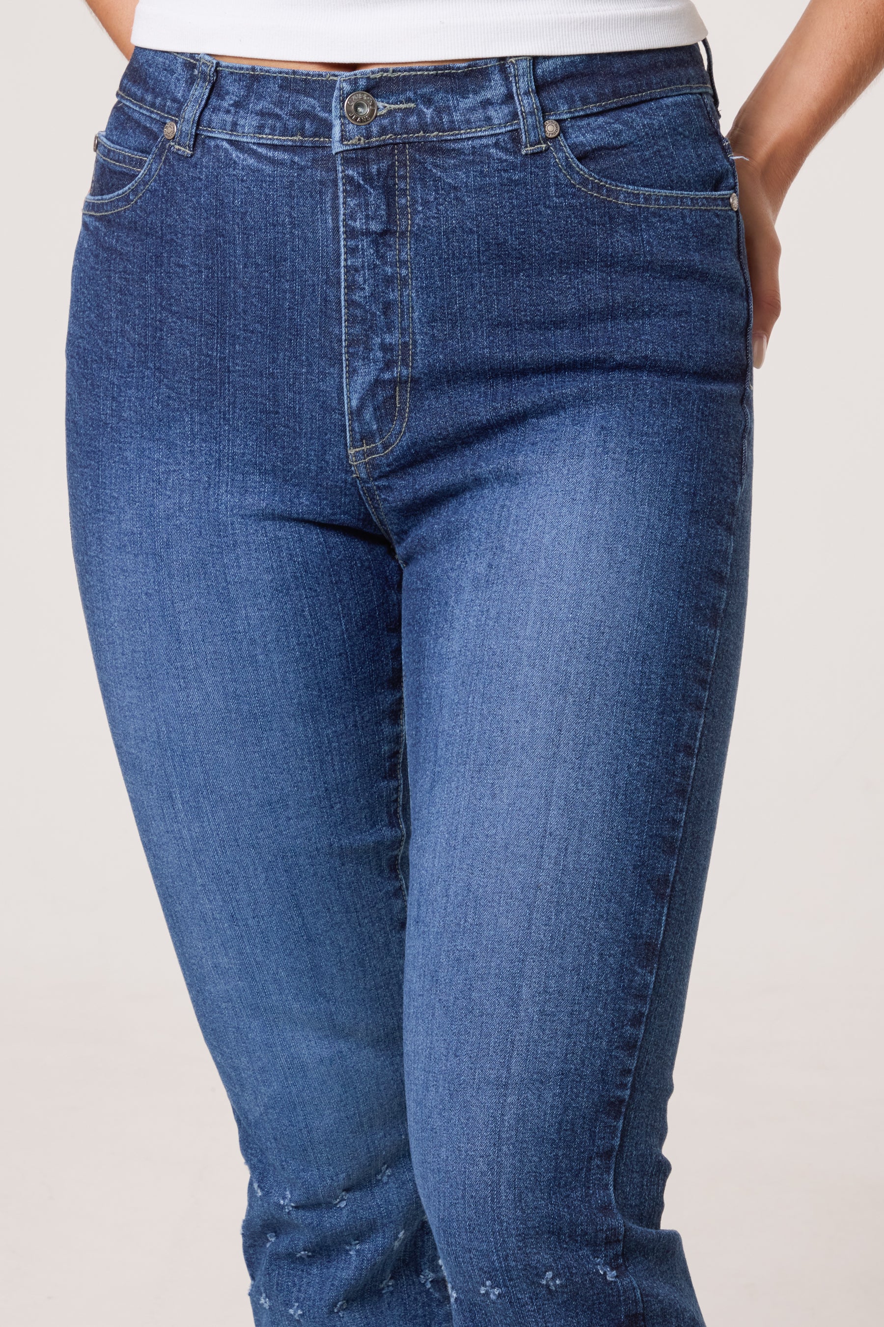 Distressed Flower Leg Jeans