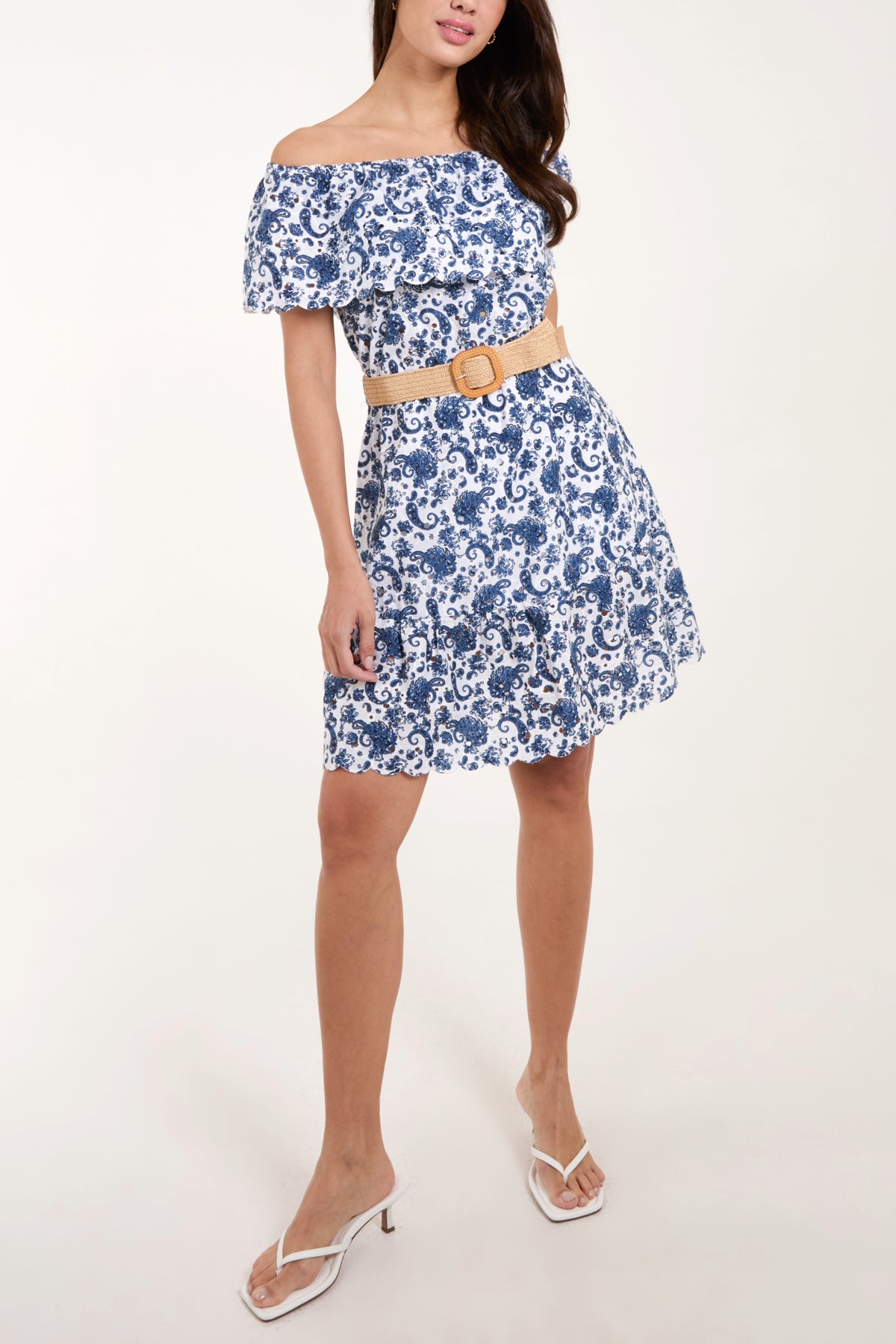 Bardot Paisley Broderie Midi Belted Dress