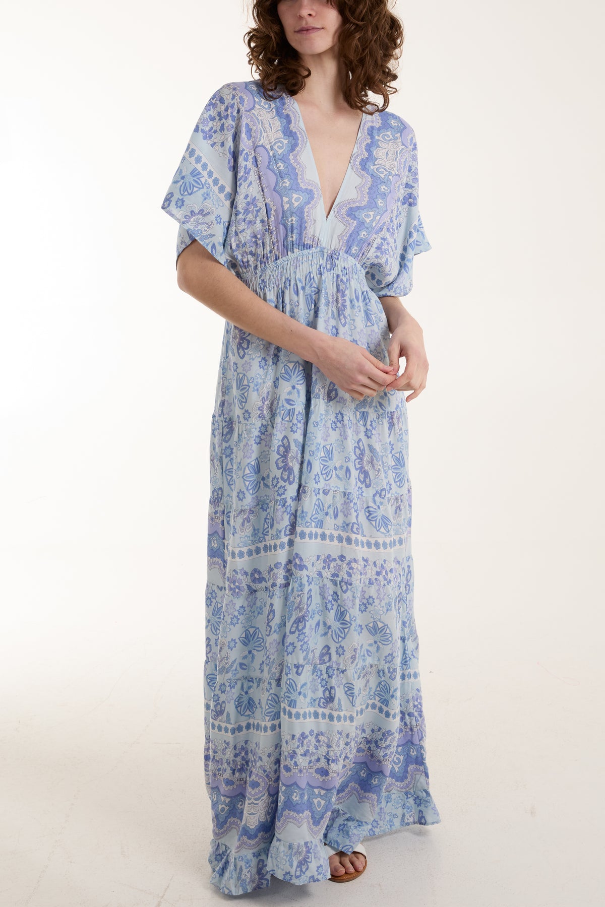 Tassel Back V-Neck Floral Maxi Dress