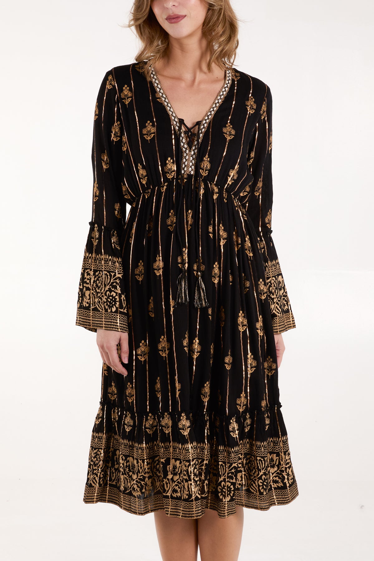 Lace-Up Long Dress