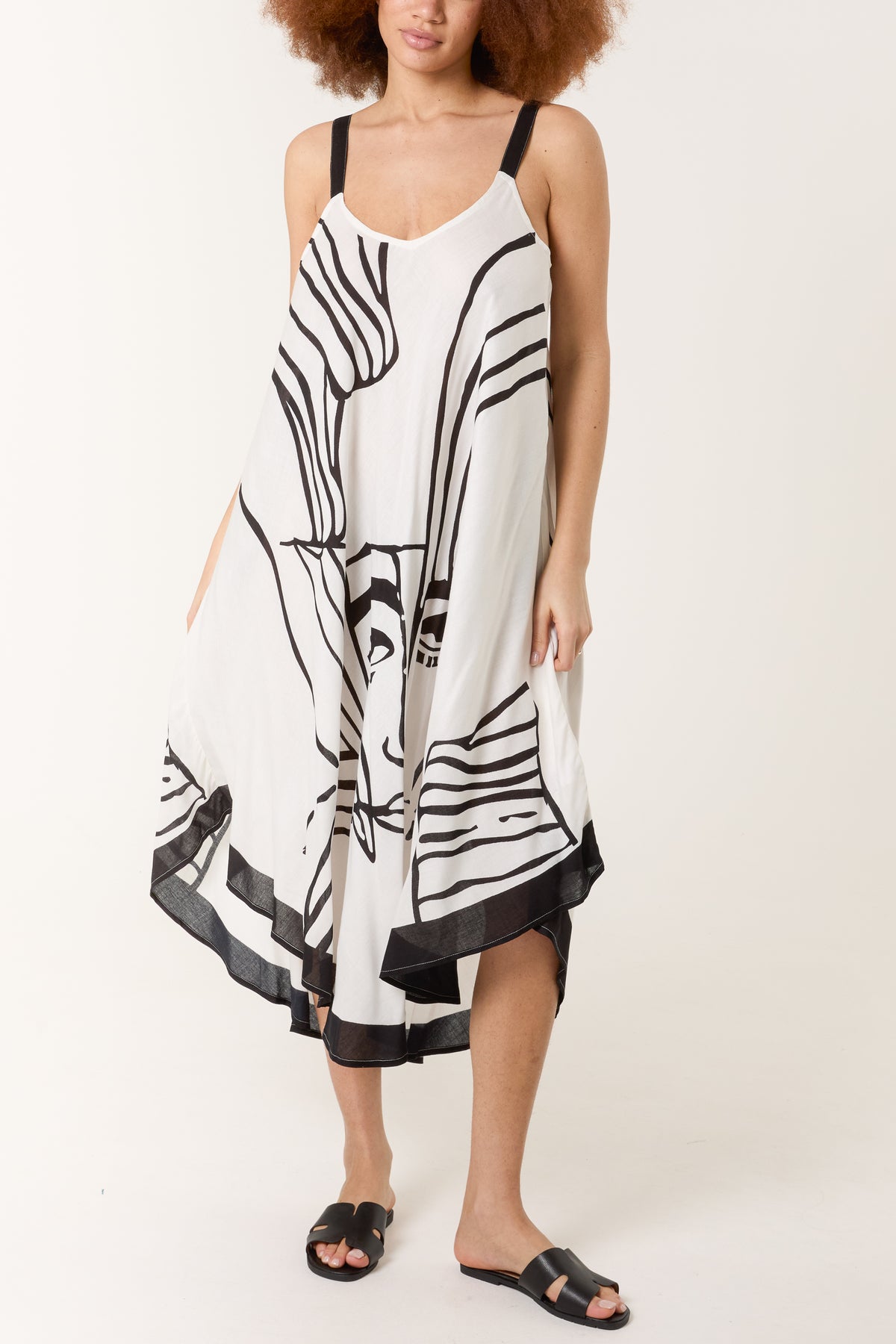 Abstract Face Relaxed Strappy Dress