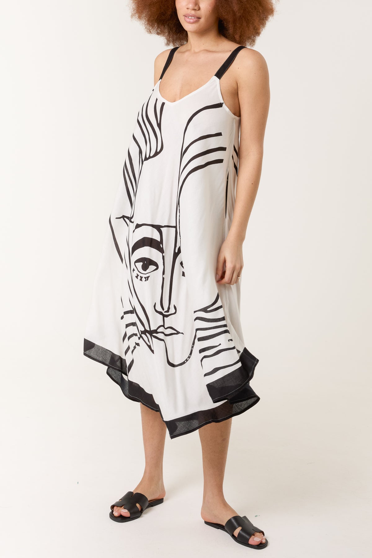 Abstract Face Relaxed Strappy Dress