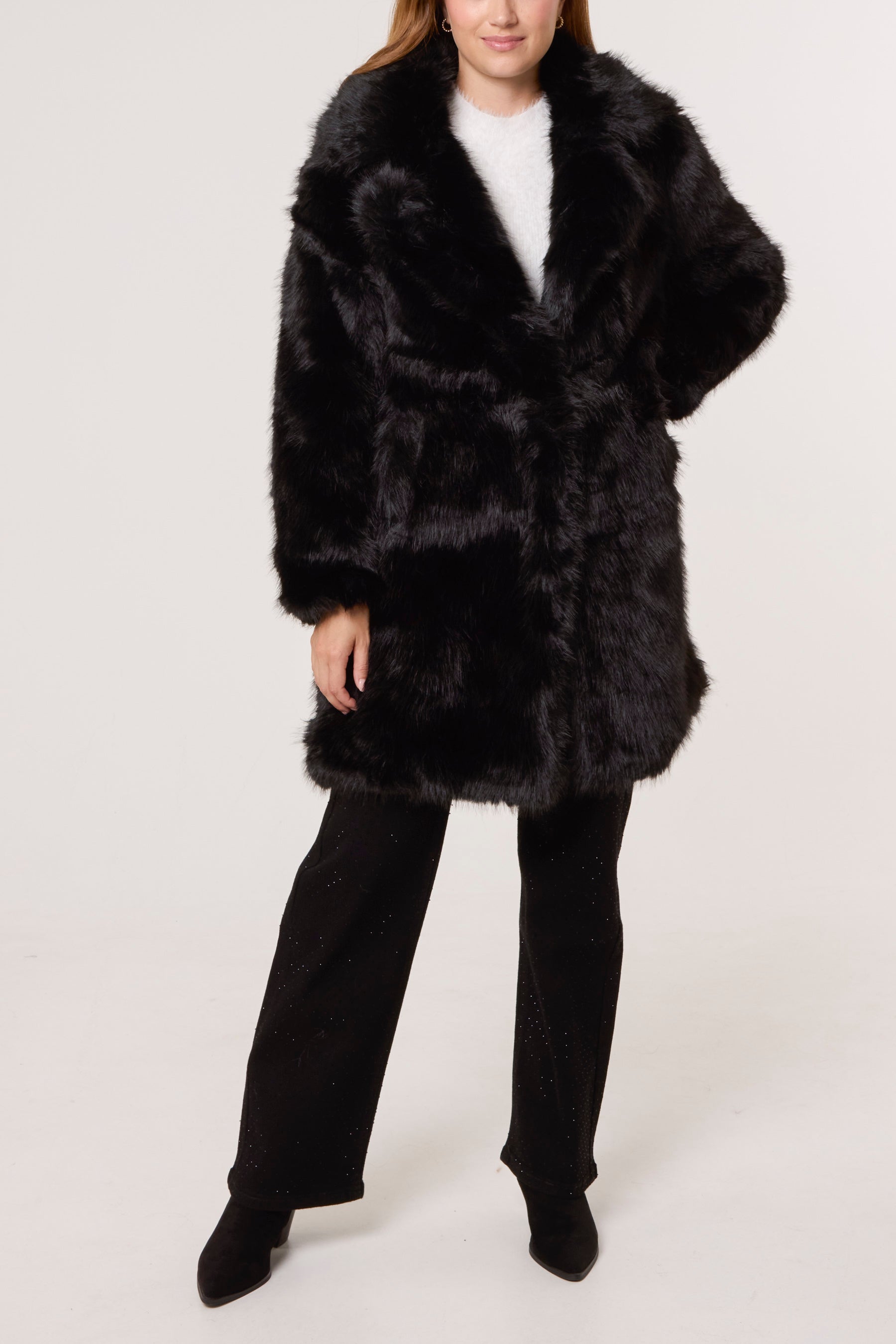 Faux Fur Mid Length Coat