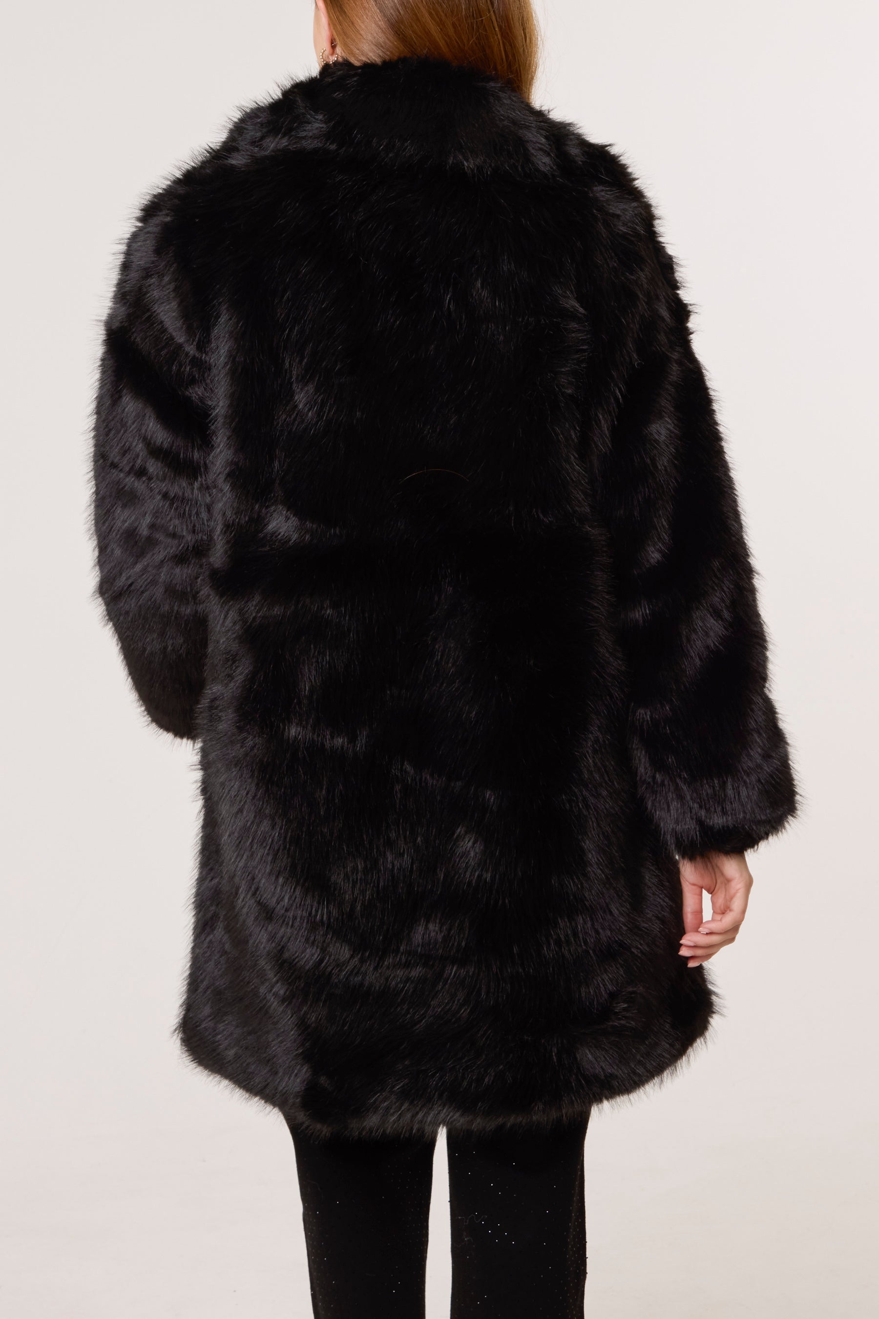 Faux Fur Mid Length Coat