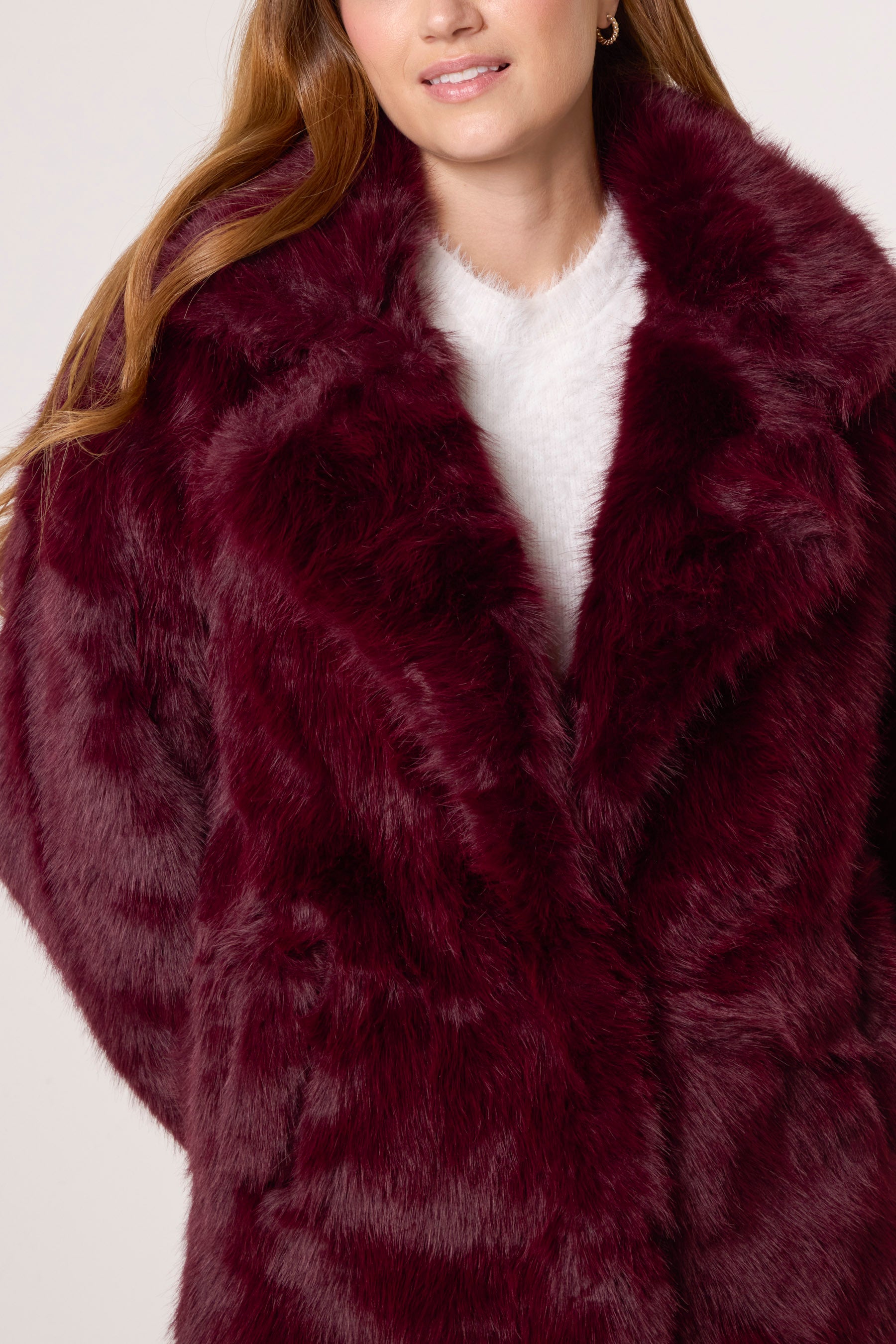 Faux Fur Mid Length Coat