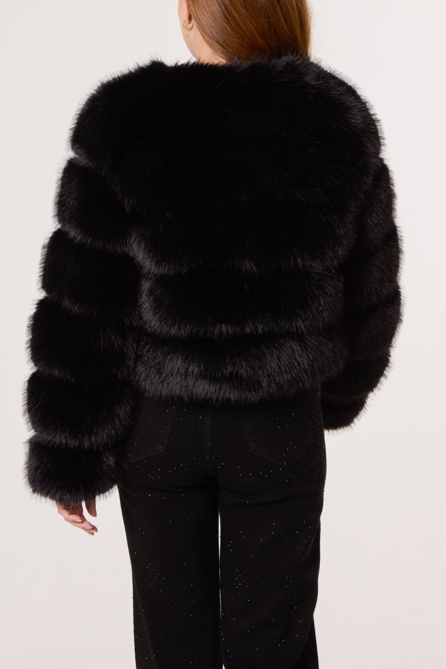Faux Fur Panelled Cropped Coat