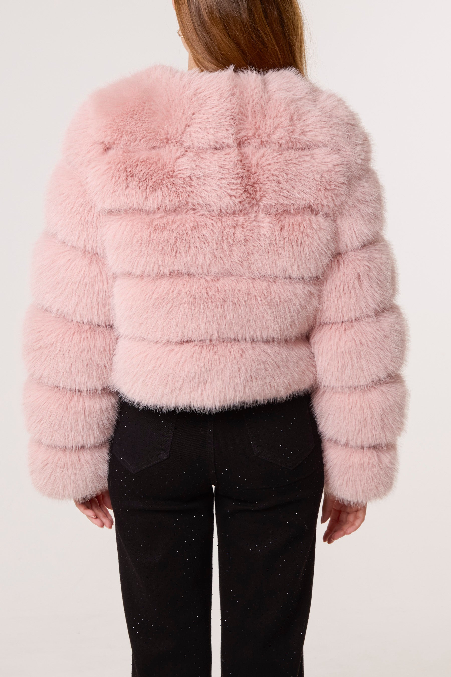 Faux Fur Panelled Cropped Coat
