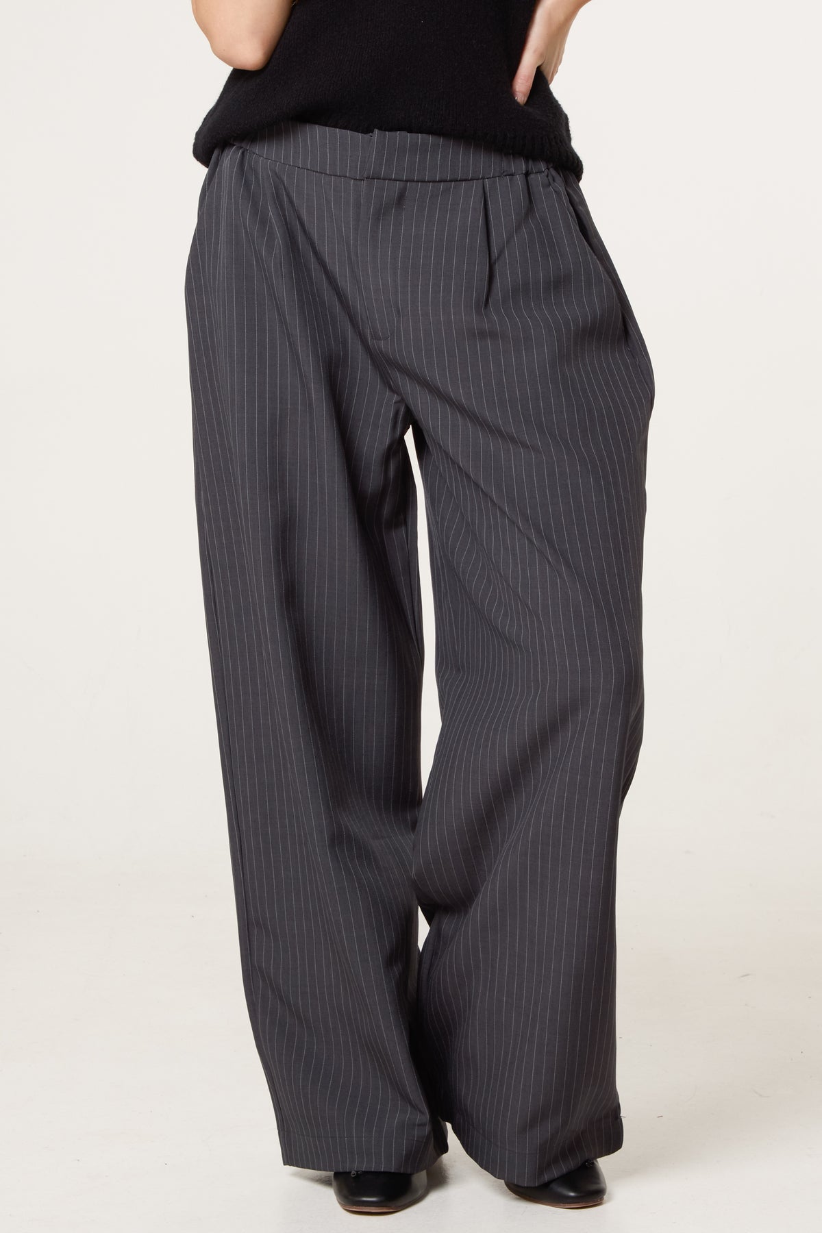 Button Waist Pinstripe Trouser