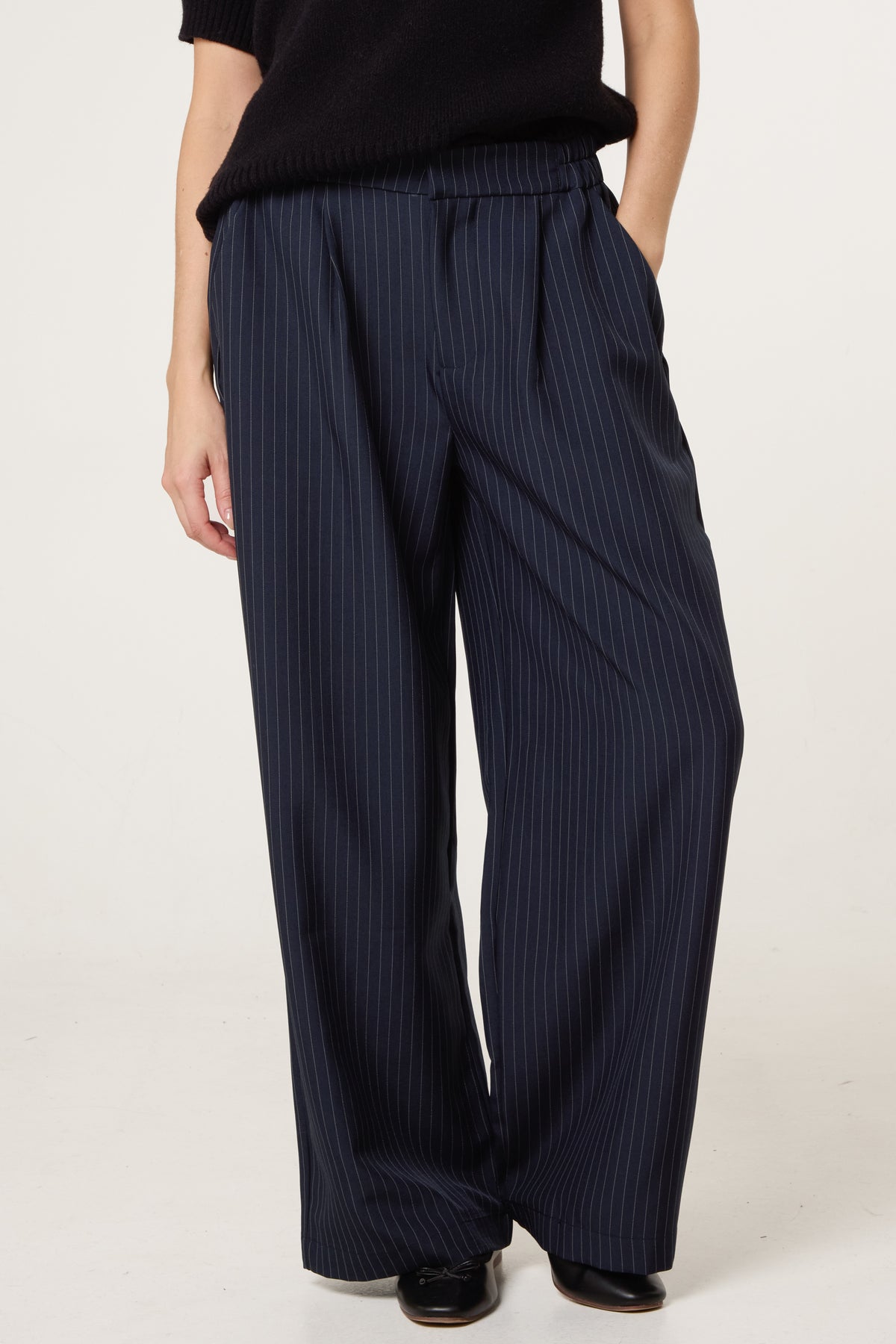 Button Waist Pinstripe Trouser