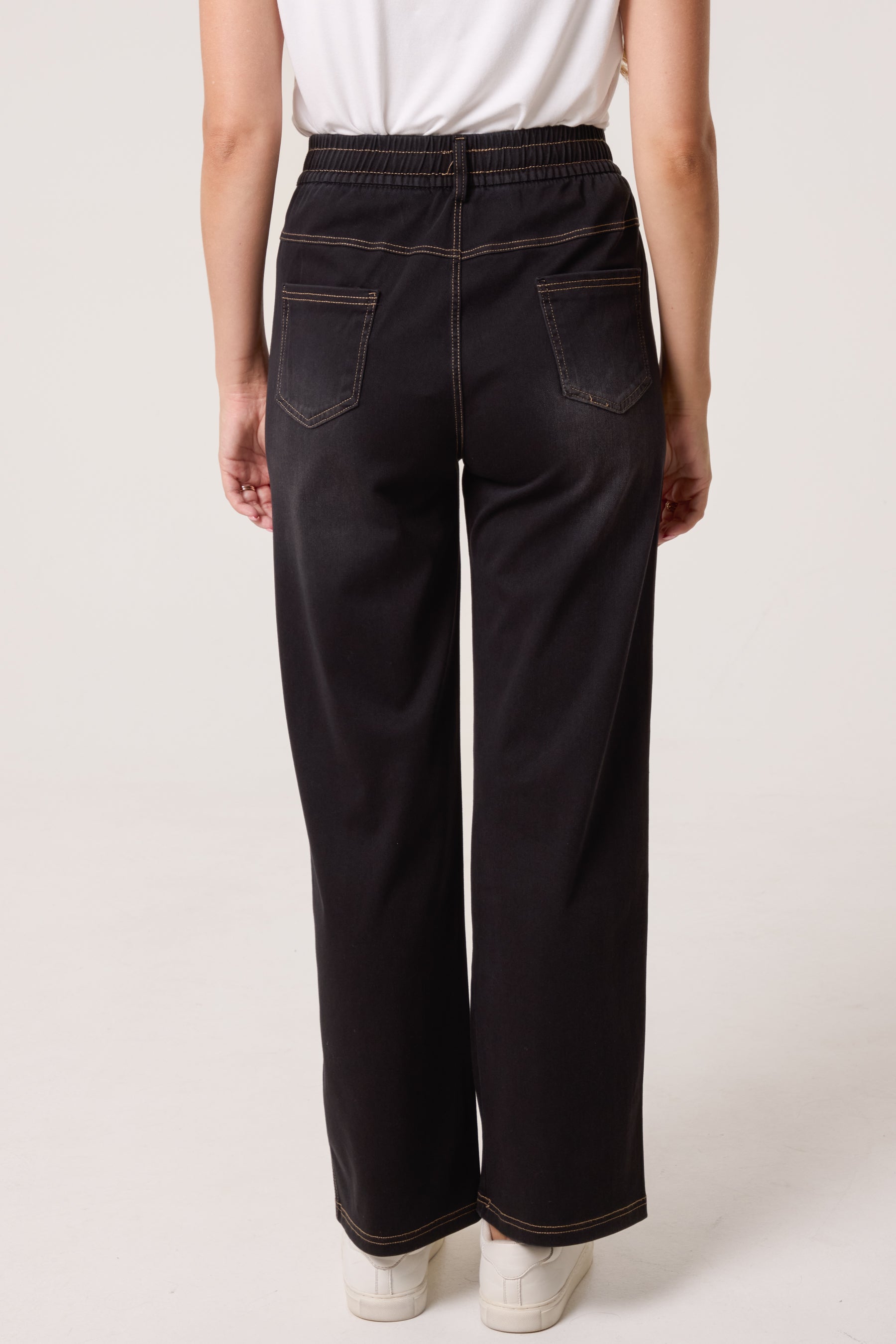 Heart Elastic String Wide Leg Jeans