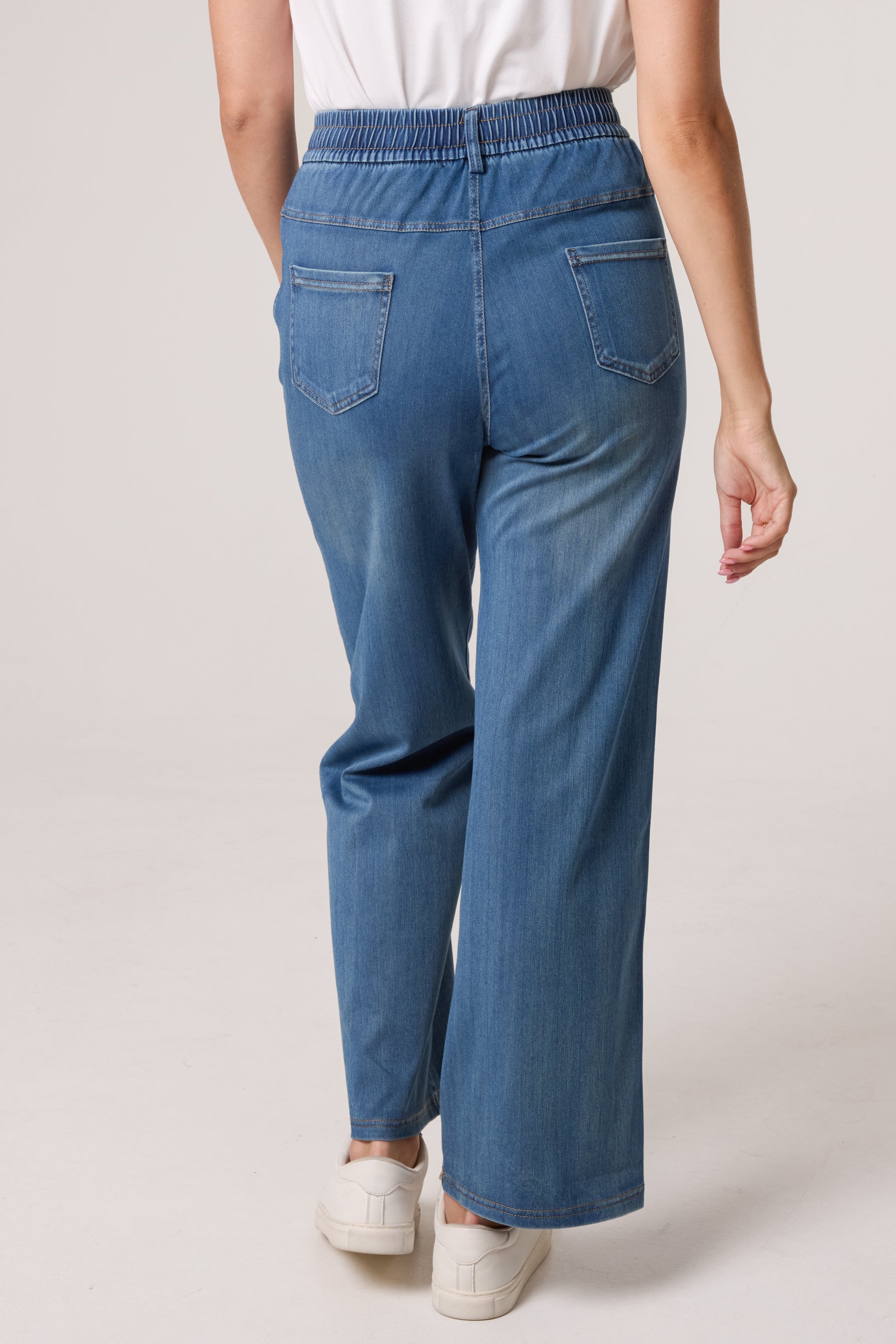 Heart Elastic String Wide Leg Jeans