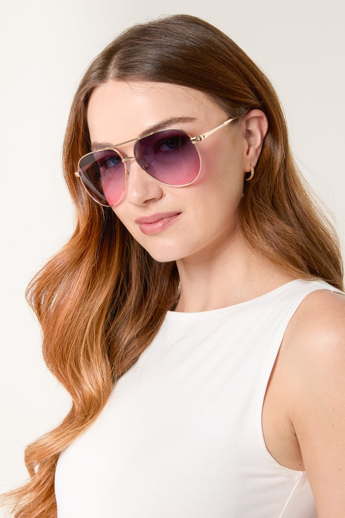 Ombre Purple Lens Aviator Sunglasses