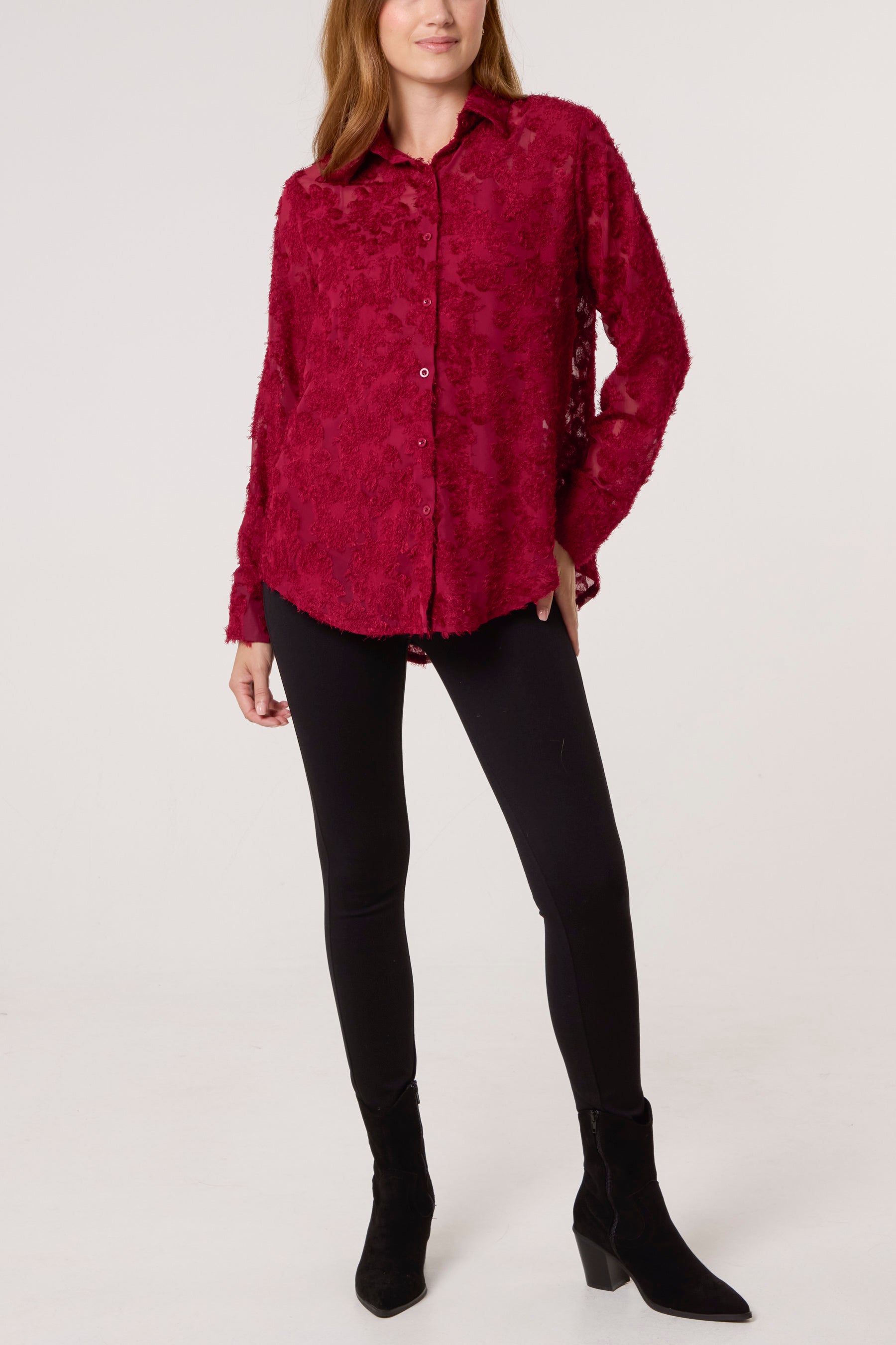 Knit Detail Mesh Shirt