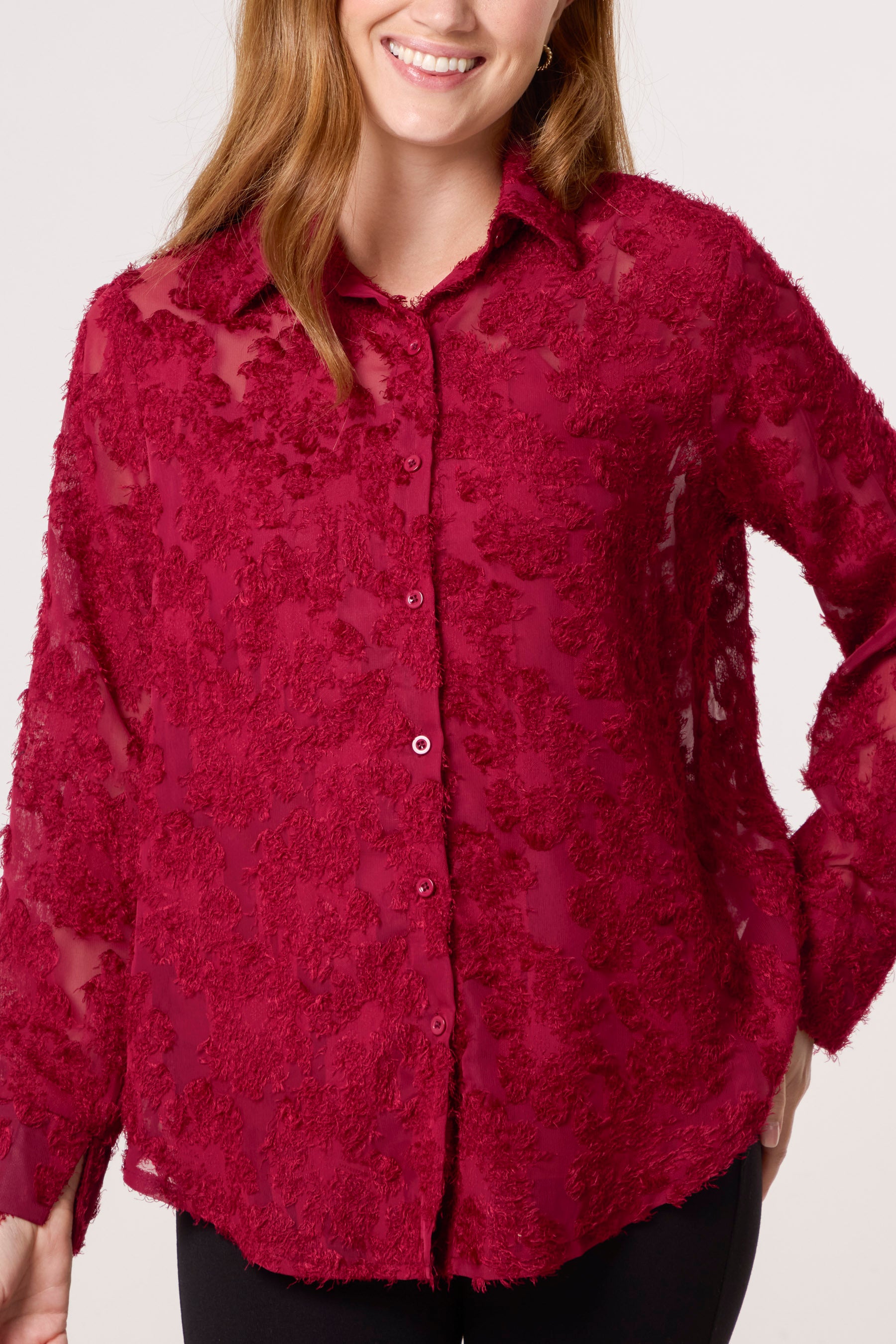 Knit Detail Mesh Shirt