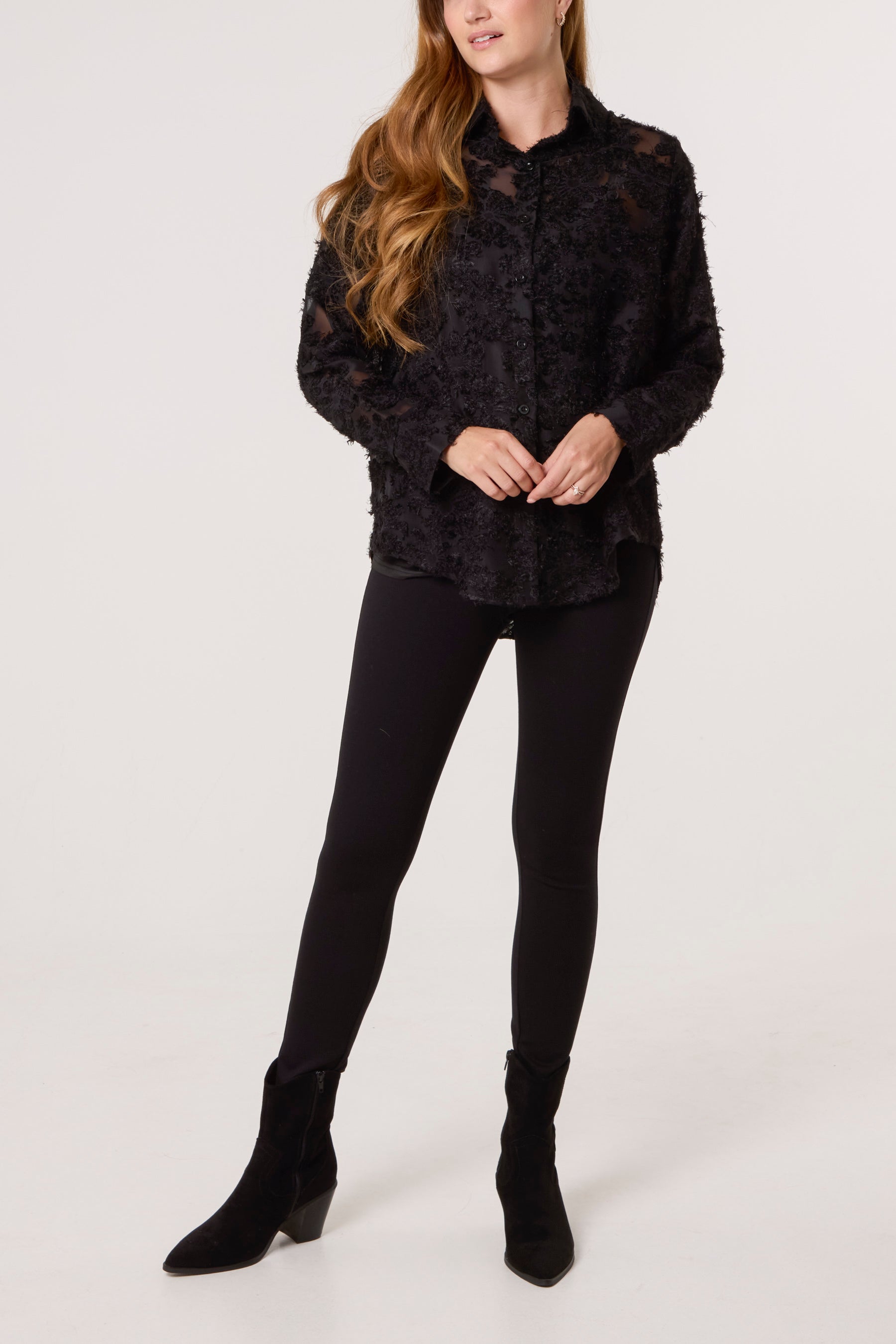 Knit Detail Mesh Shirt