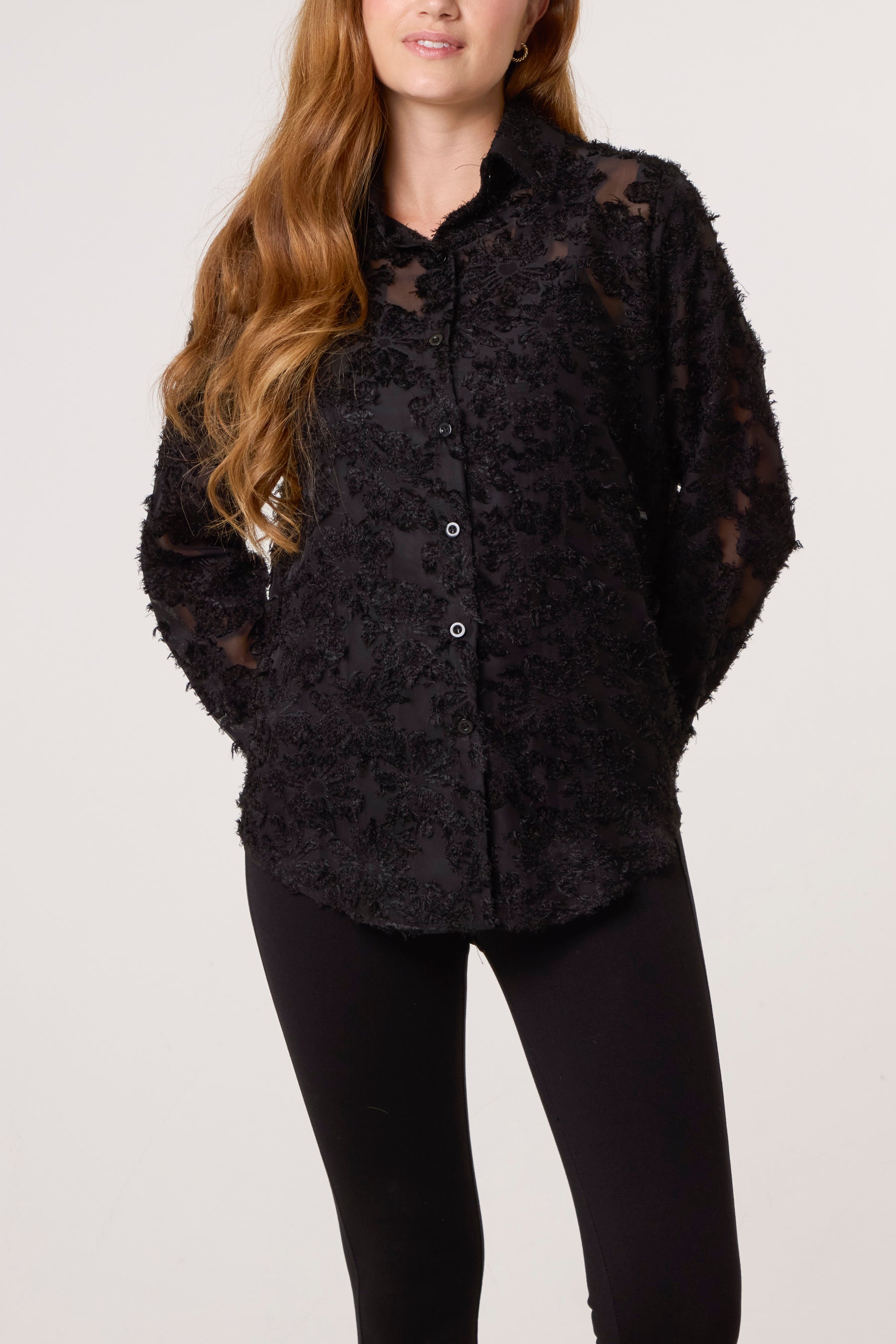 Knit Detail Mesh Shirt