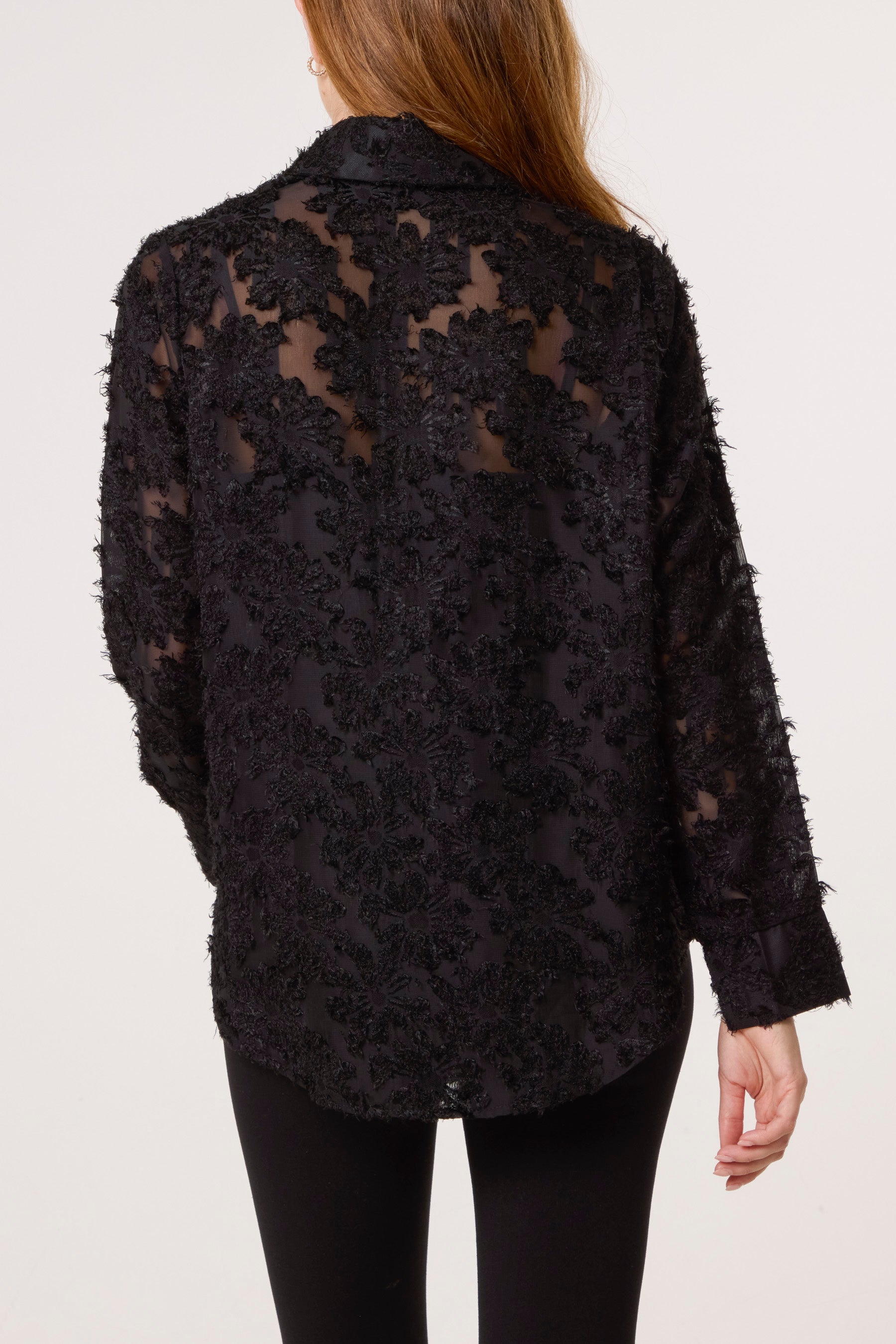 Knit Detail Mesh Shirt