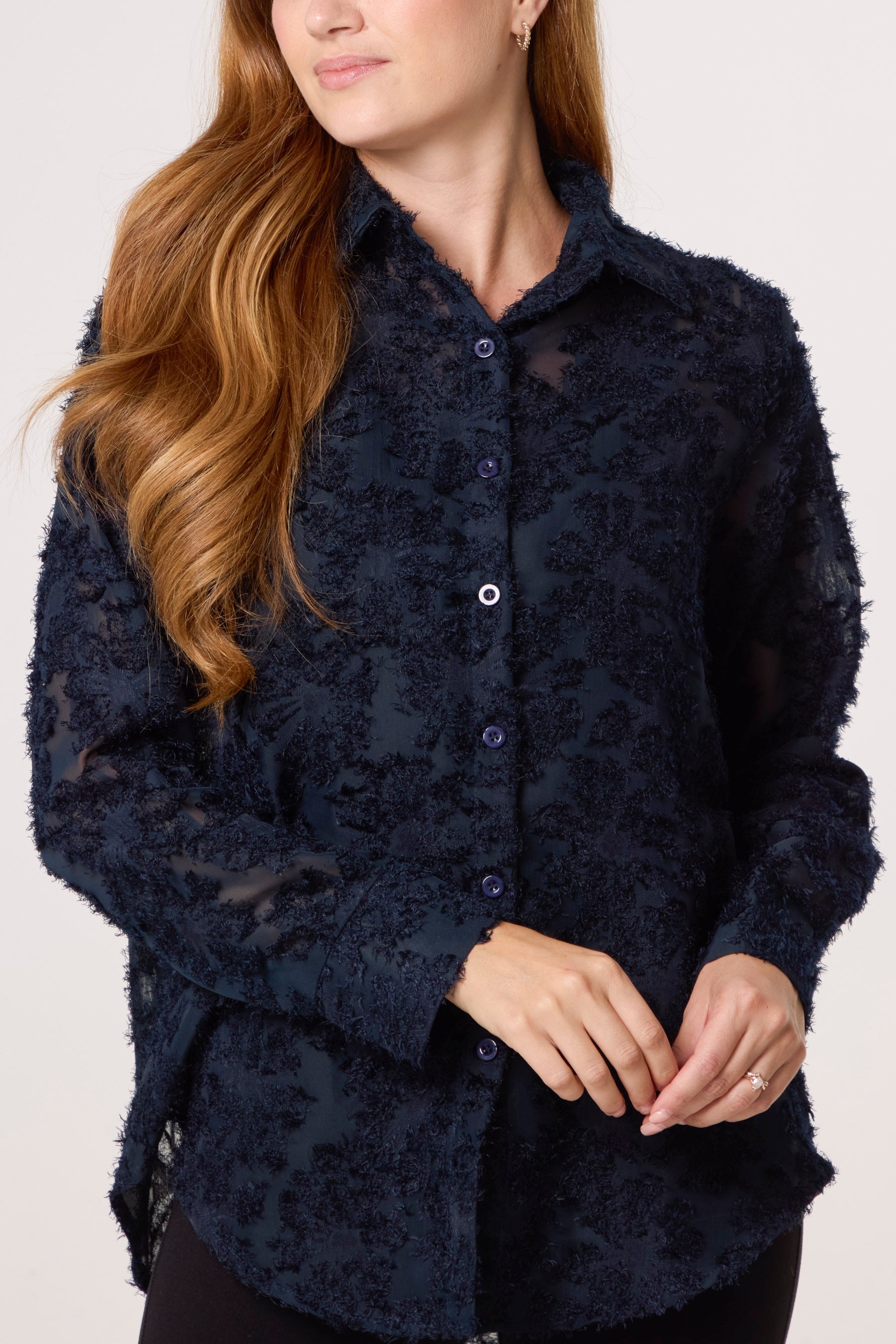 Knit Detail Mesh Shirt