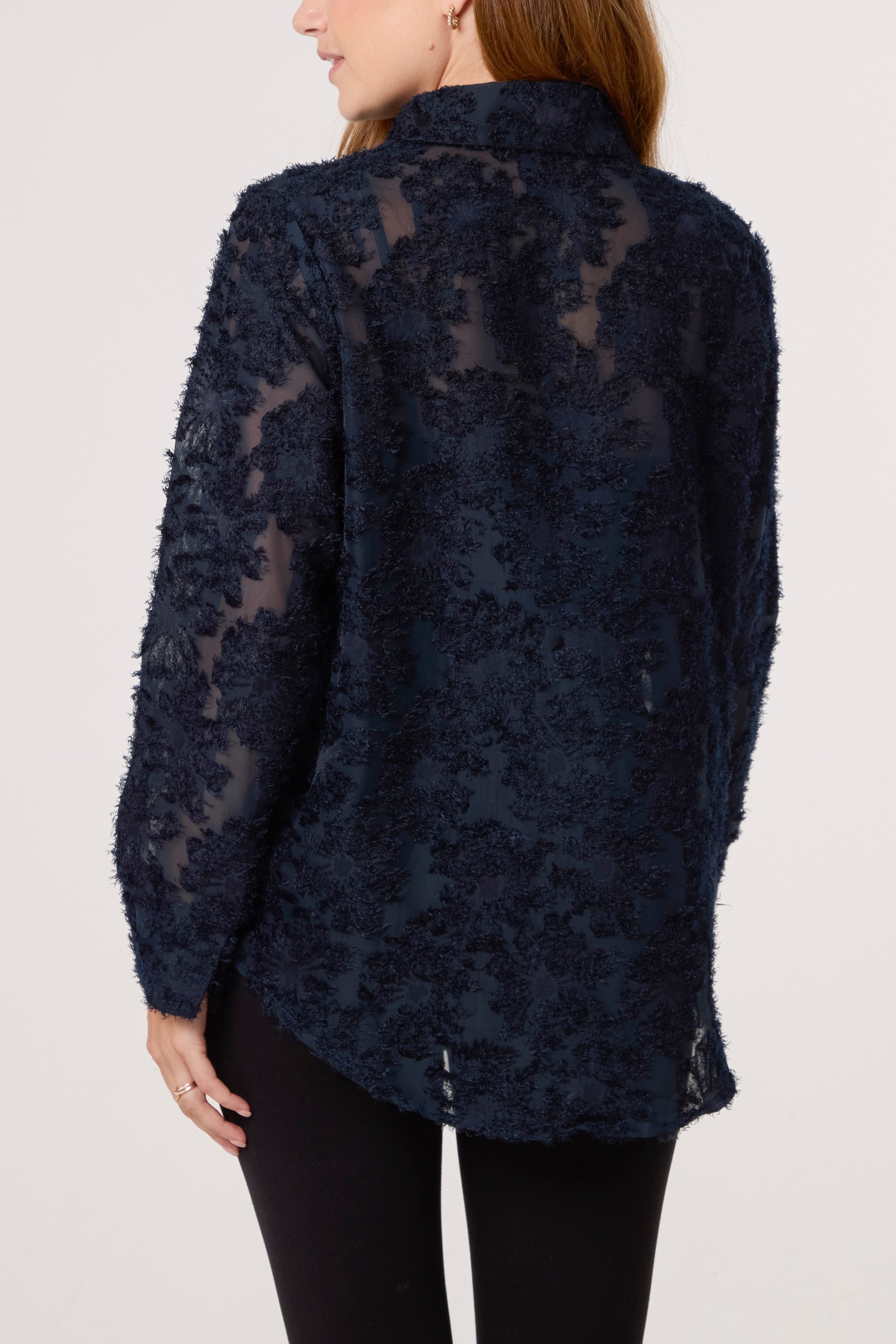 Knit Detail Mesh Shirt