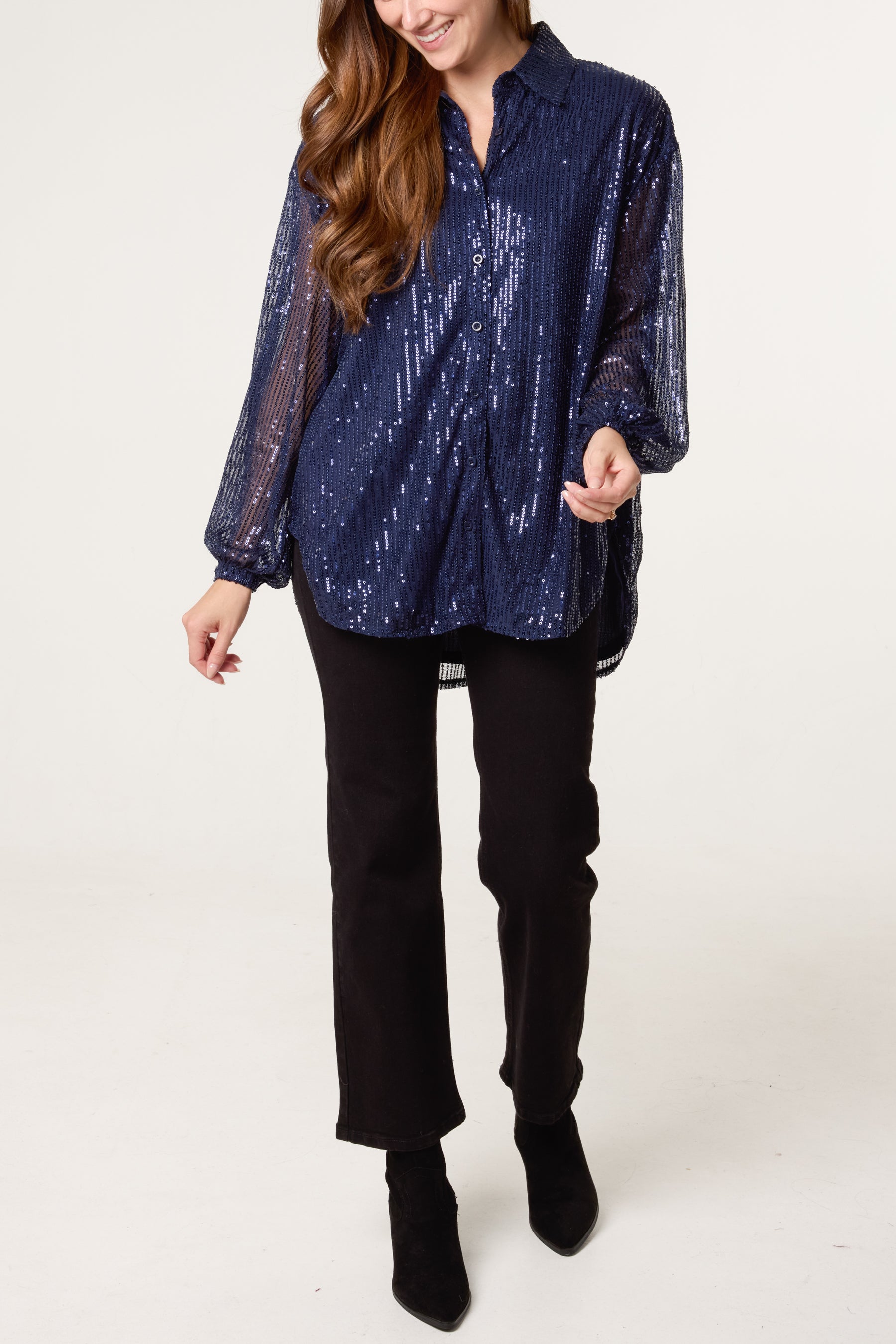 Sequin Button Up Shirt