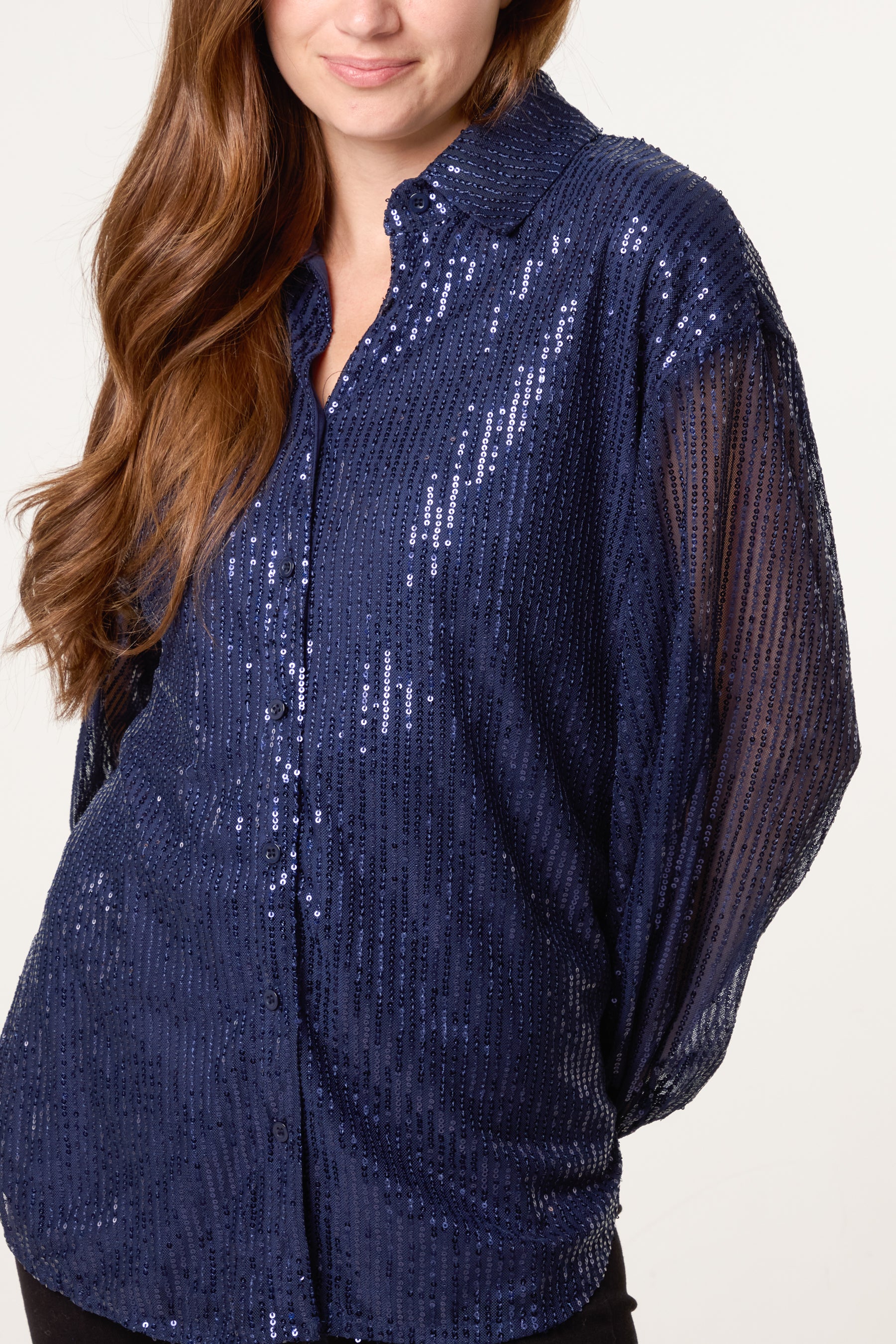 Sequin Button Up Shirt