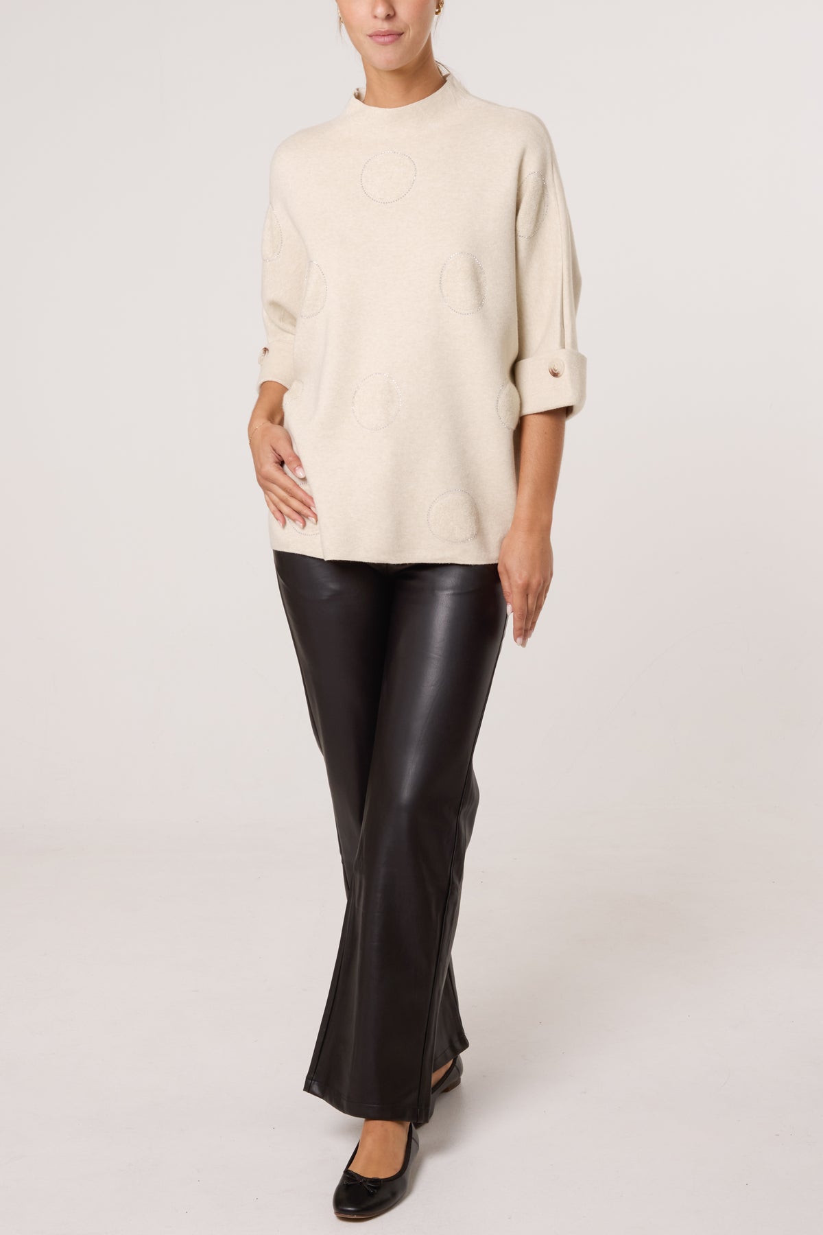 Flocking Rhinestone Circle Jumper