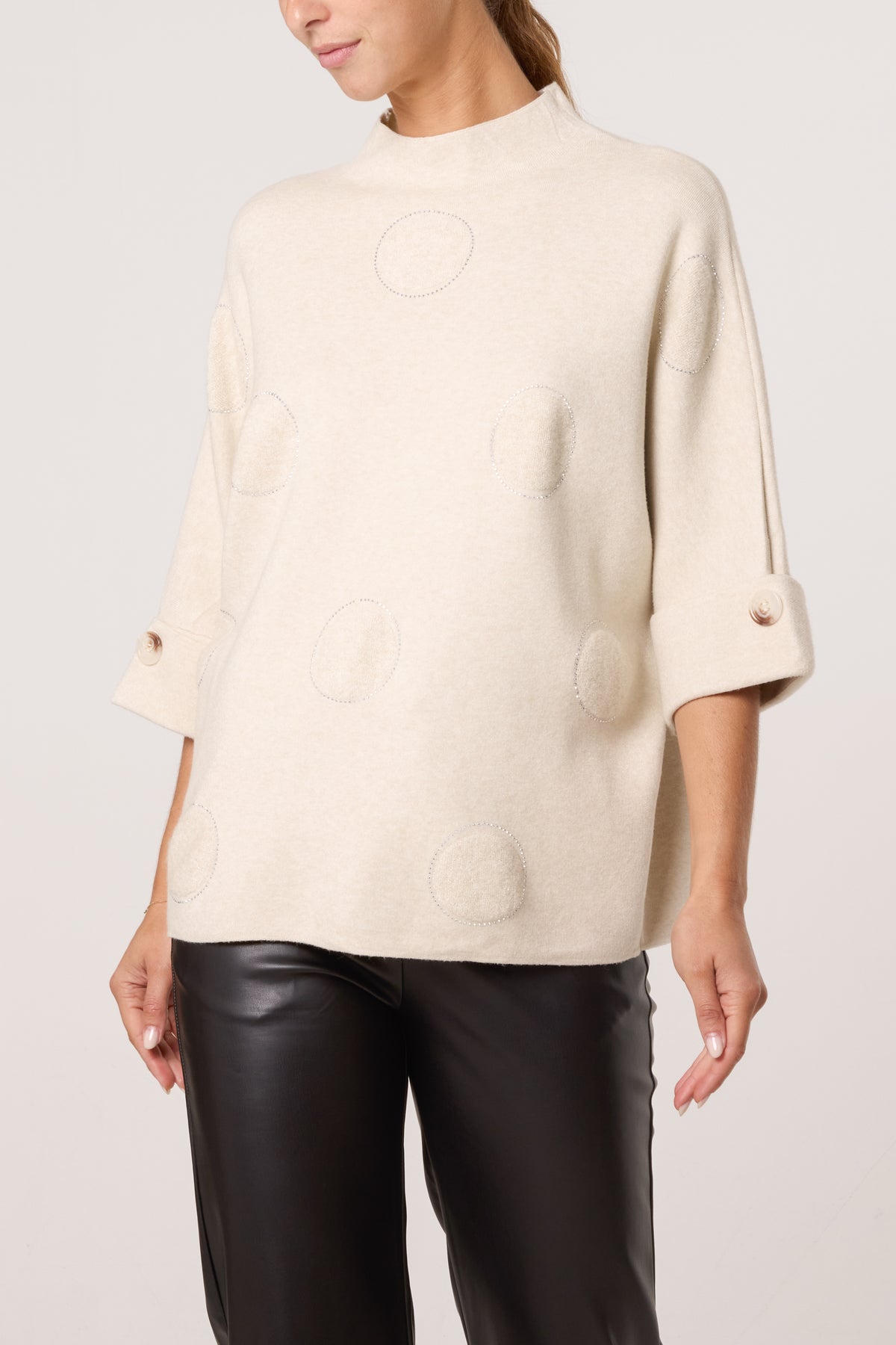 Flocking Rhinestone Circle Jumper