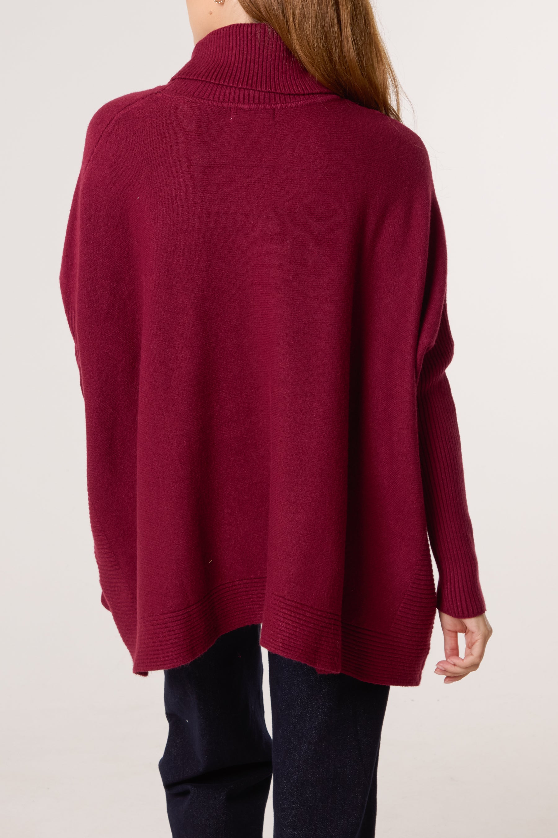 Side Buttons Roll Neck Knit Jumper