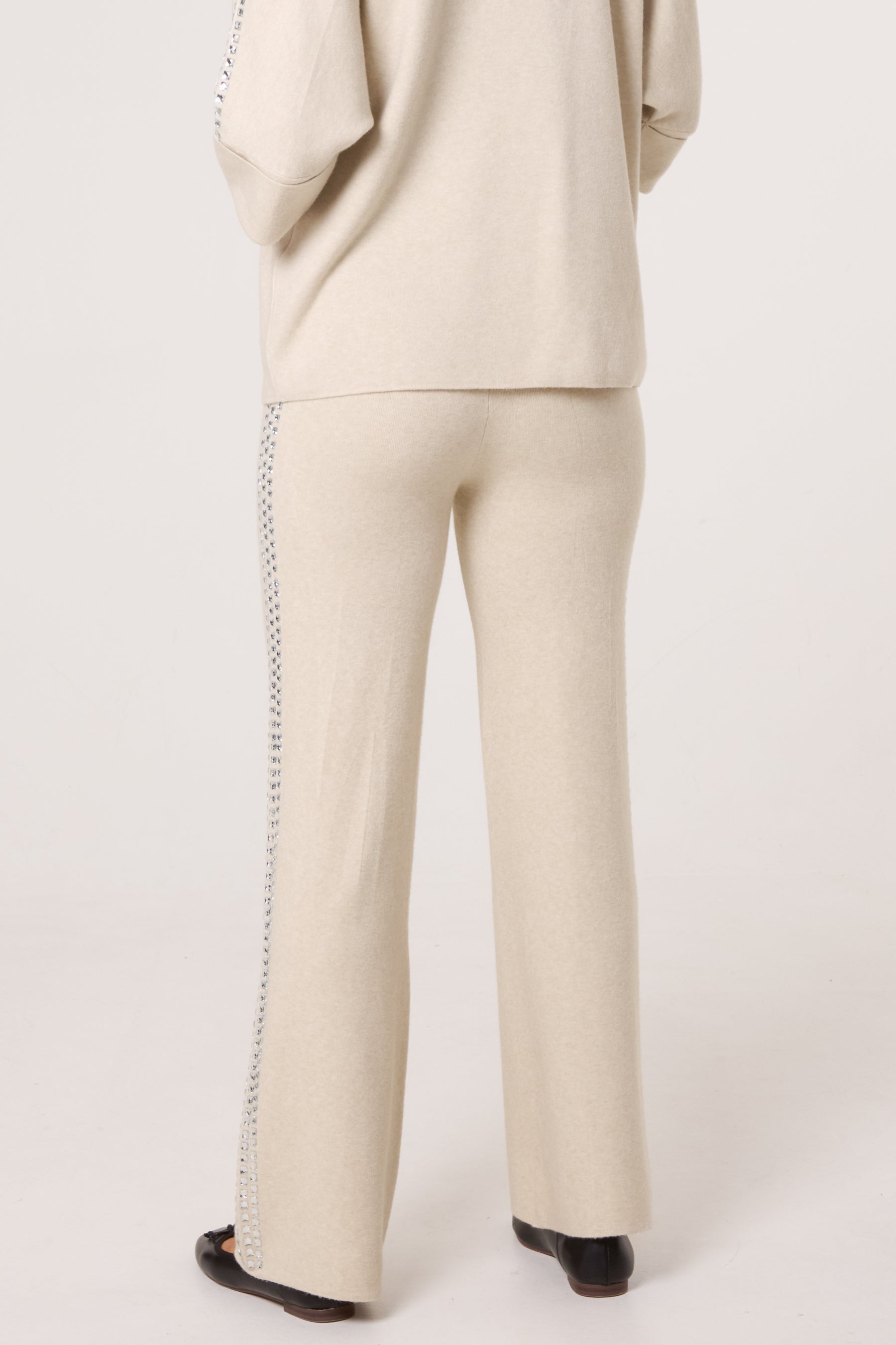 Rhinestone Side Knitted Trousers