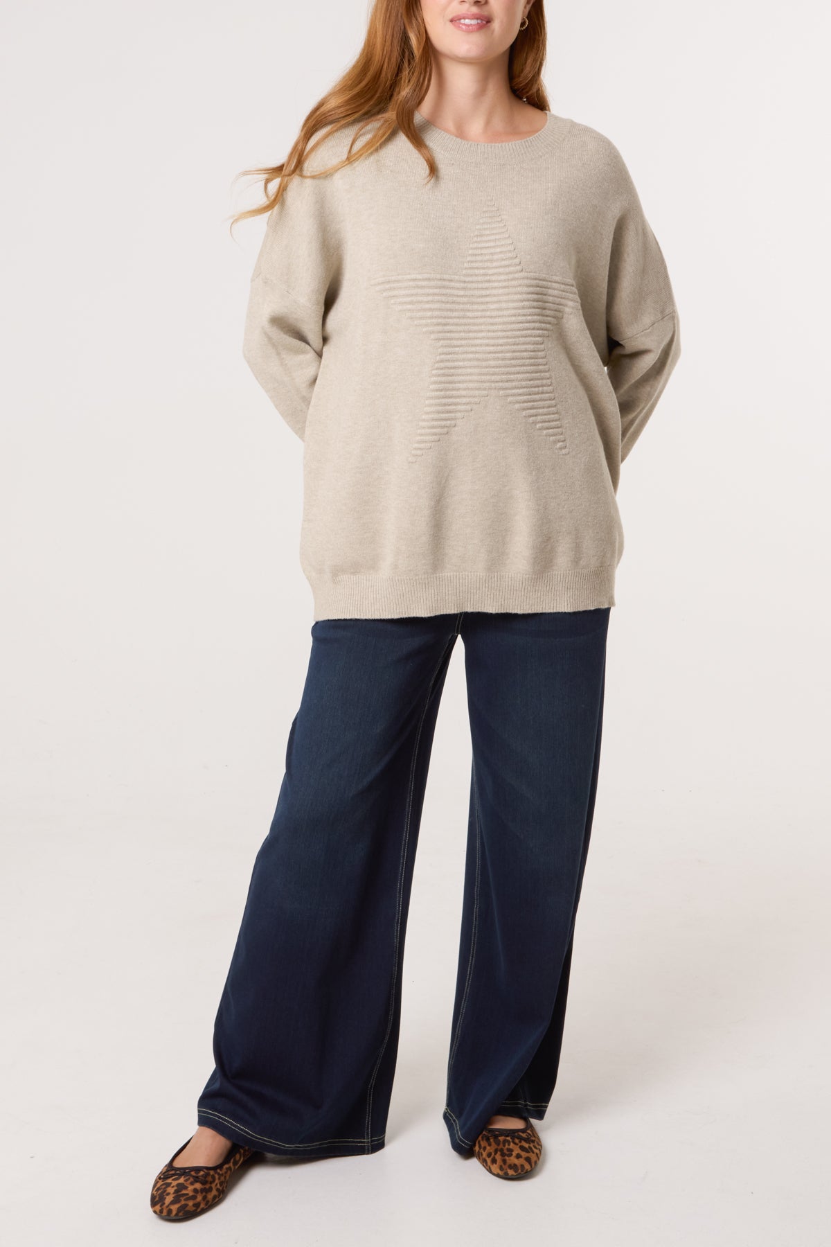 Ribbed Star Fine Knit Jumper