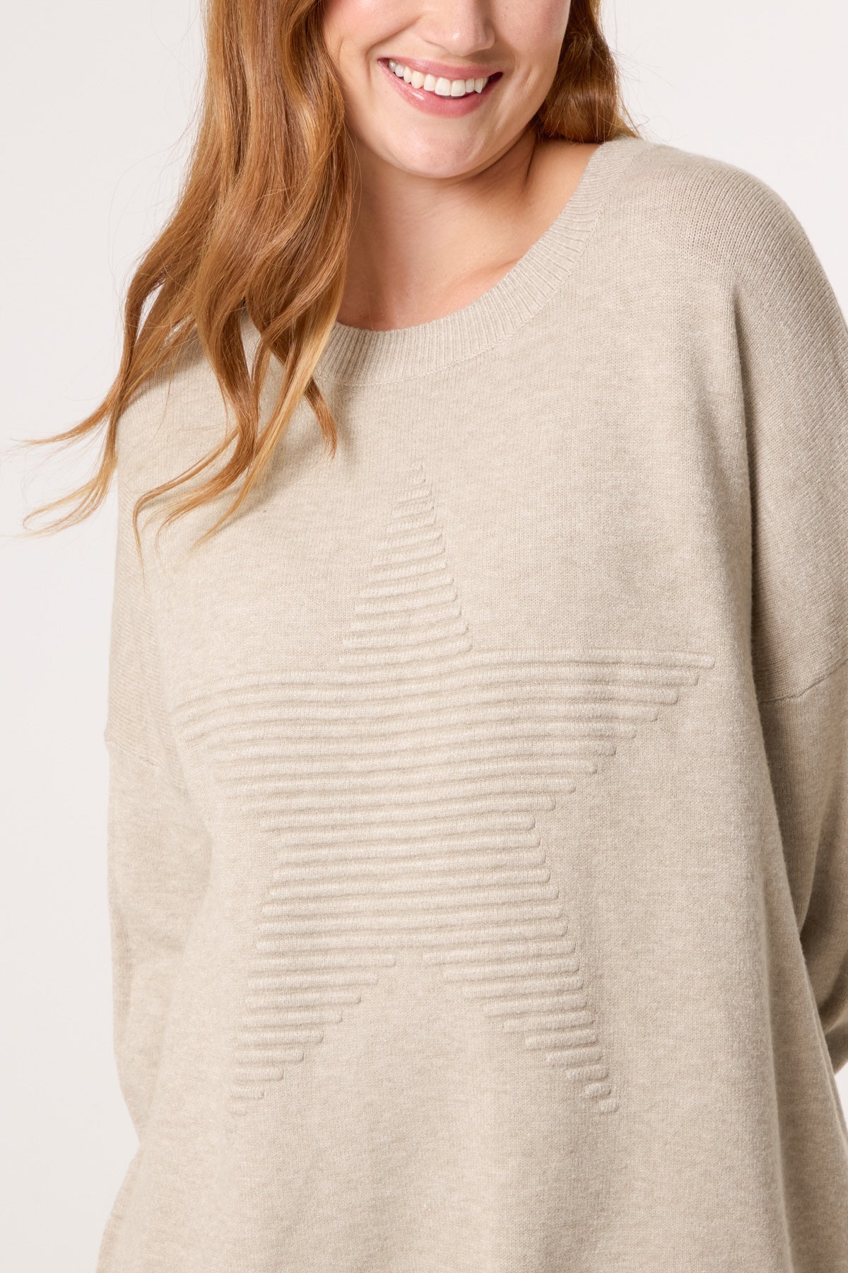 Ribbed Star Fine Knit Jumper